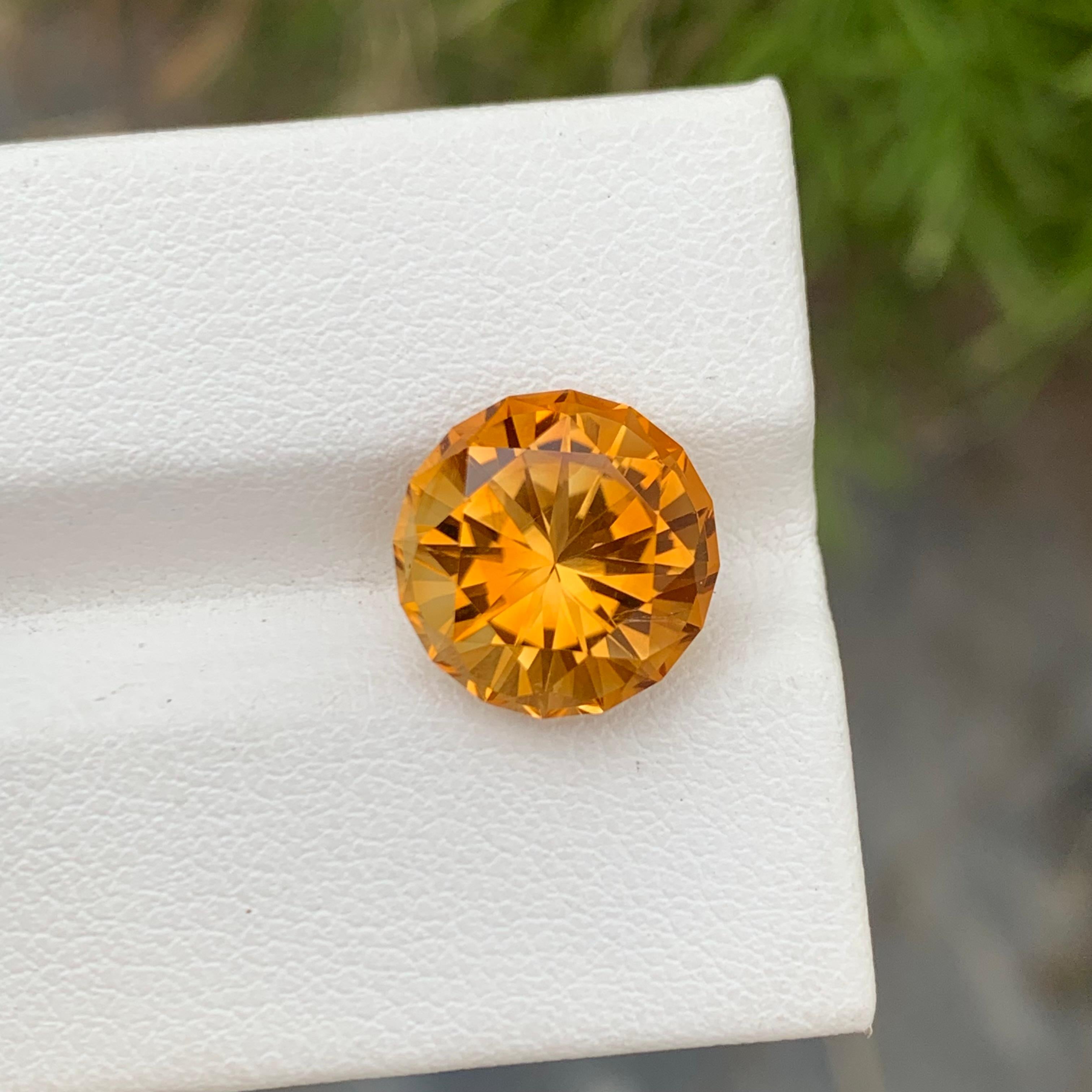 Perfect Round Shape 5.00 Carats Loose Madeira Citrine Gemstone For Ring  For Sale 6