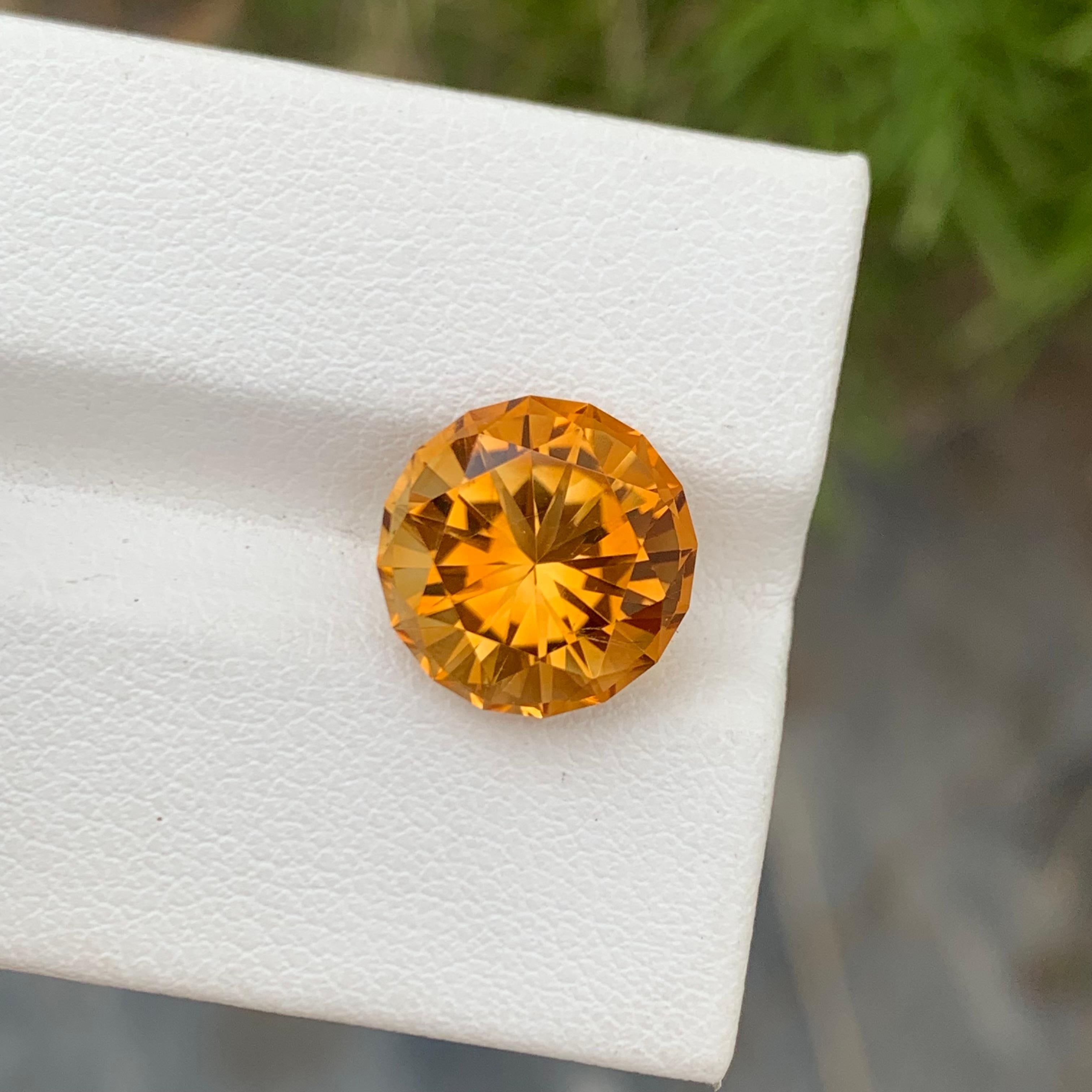 Perfect Round Shape 5.00 Carats Loose Madeira Citrine Gemstone For Ring  For Sale 7