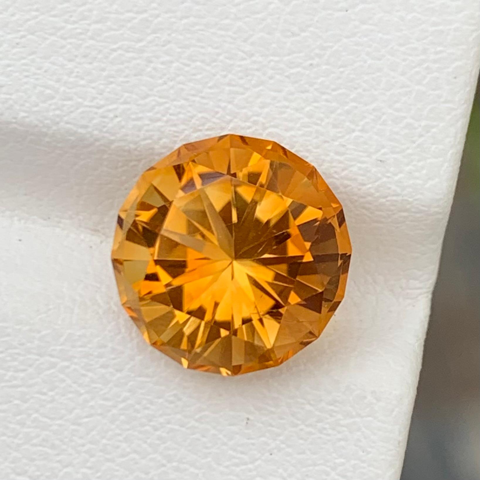 Loose Madeira Citrine 
Weight: 5.00 Carats 
Dimension: 11.1 x 11.1 x 7.9 Mm 
Origin: Brazil 
Color : Orange and Yellow 
Shape: Round 
Certificate: On Demand 
Madeira Citrine, a captivating gemstone named after the rich and warm tones reminiscent of