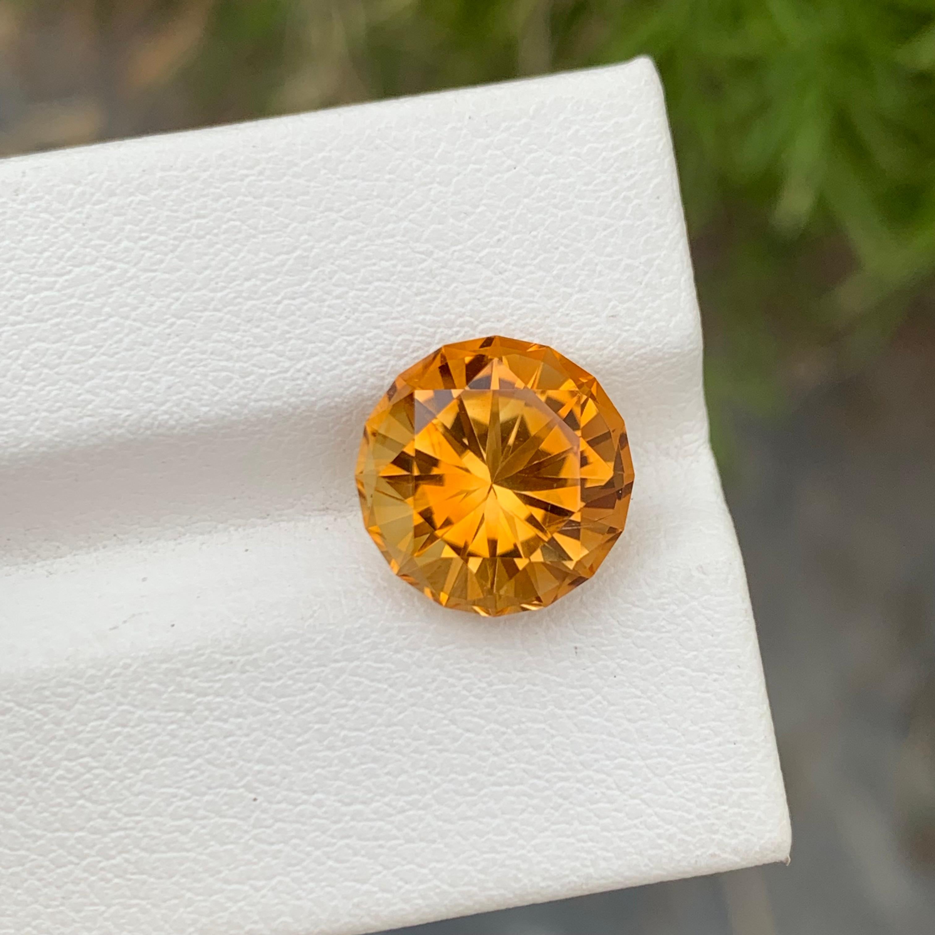 Perfect Round Shape 5.00 Carats Loose Madeira Citrine Gemstone For Ring  For Sale 1