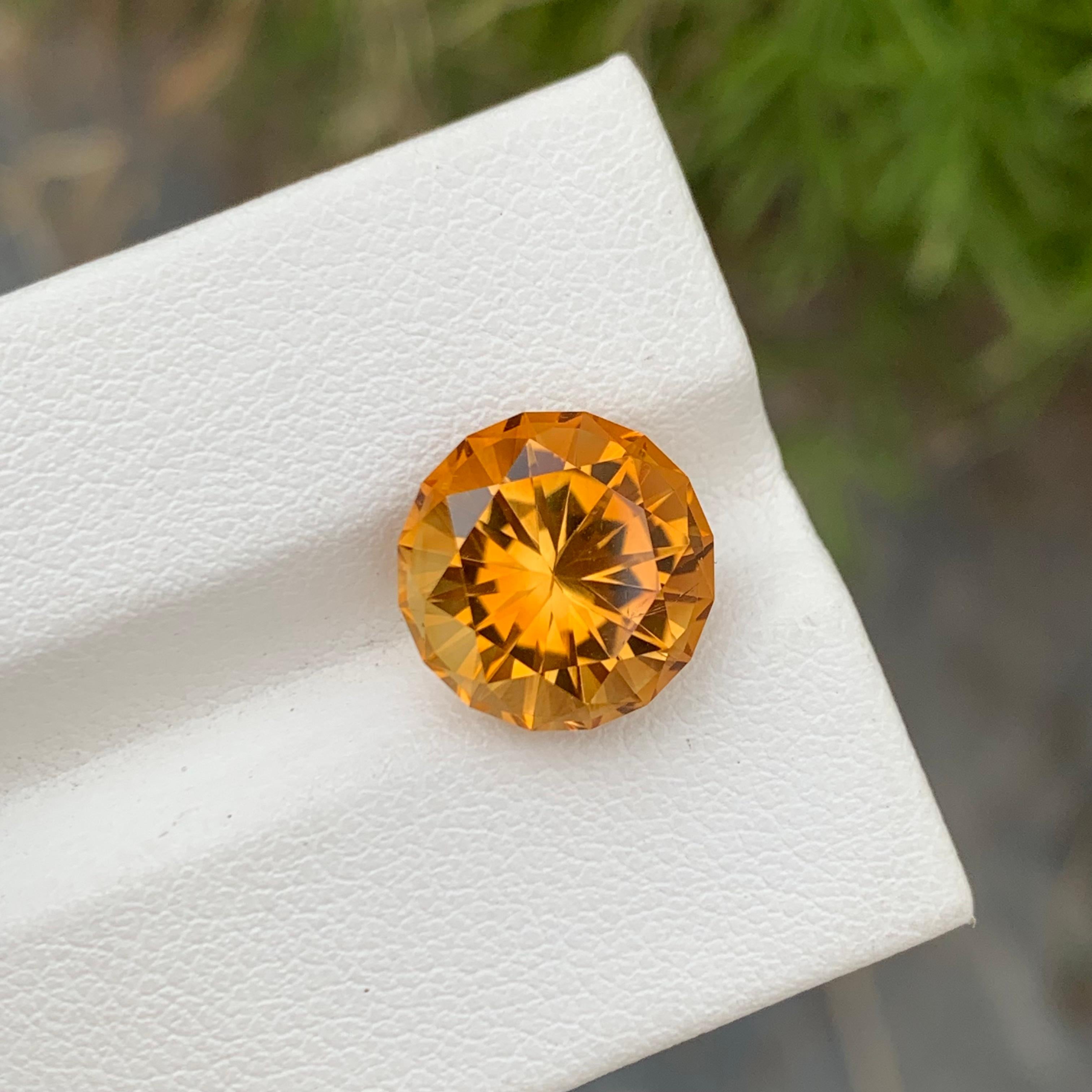 Perfect Round Shape 5.00 Carats Loose Madeira Citrine Gemstone For Ring  For Sale 2
