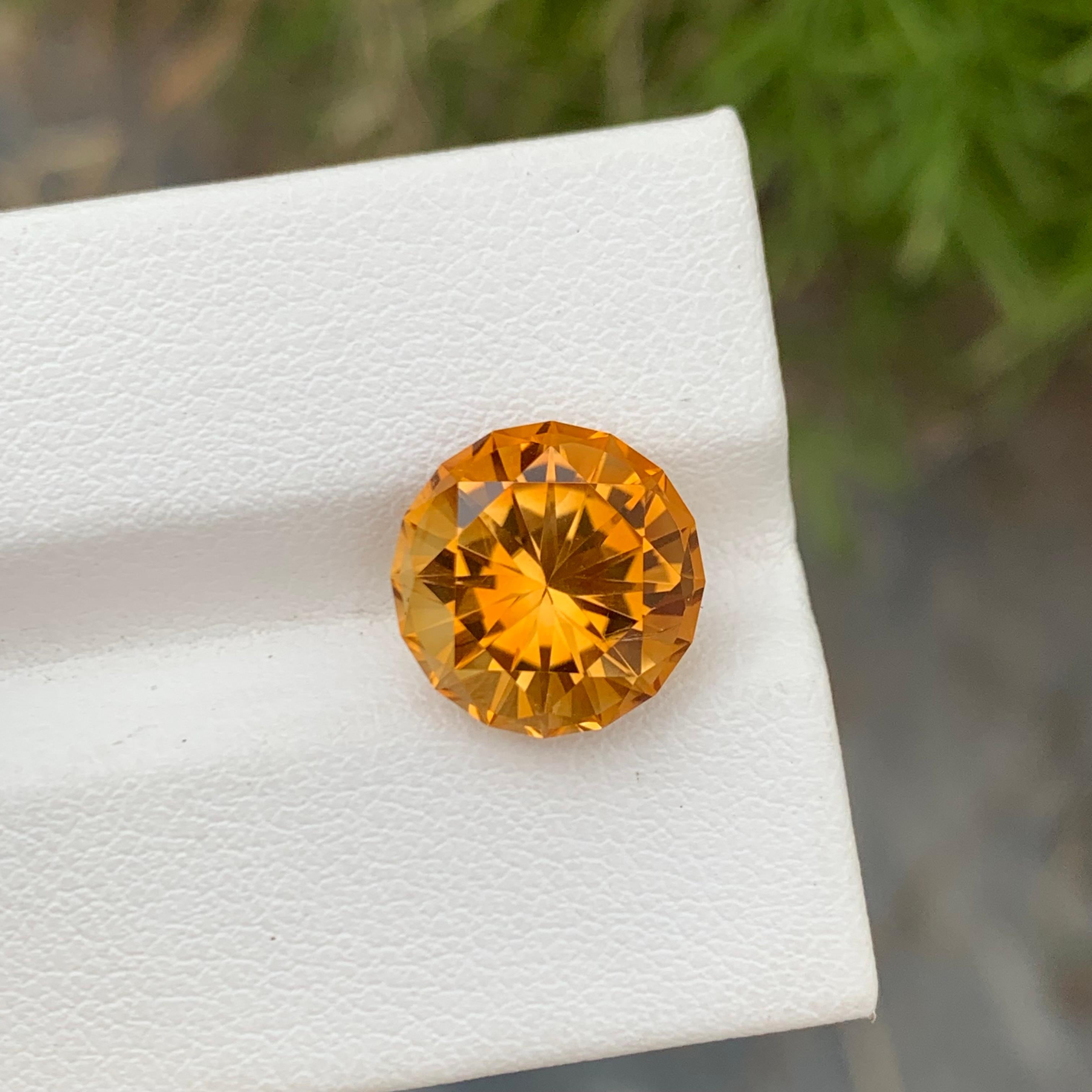 Perfect Round Shape 5.00 Carats Loose Madeira Citrine Gemstone For Ring  For Sale 3