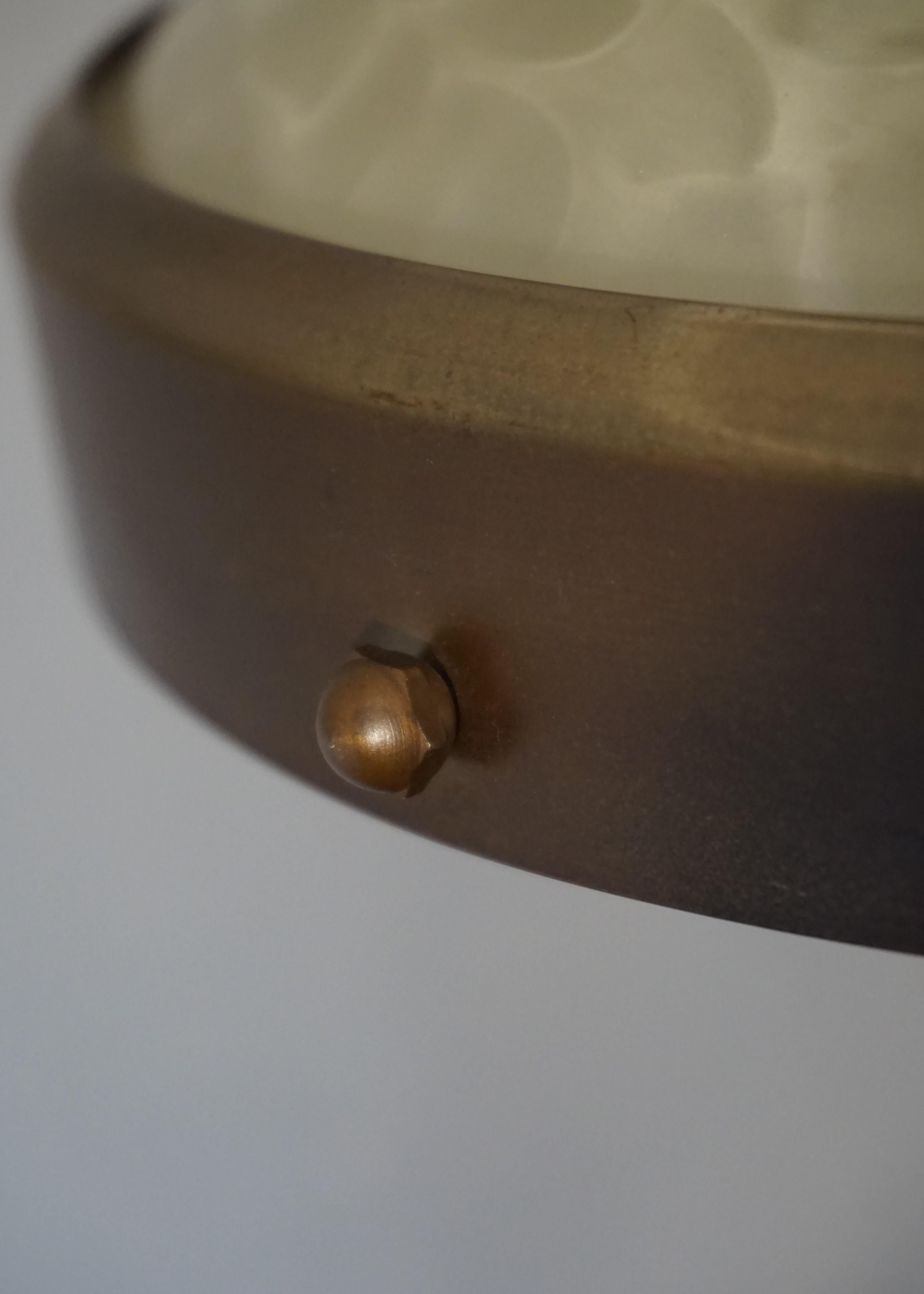 Perfect Size and Shape Art Deco Brass Table or Desk Lamp with Art Glass Shade 6