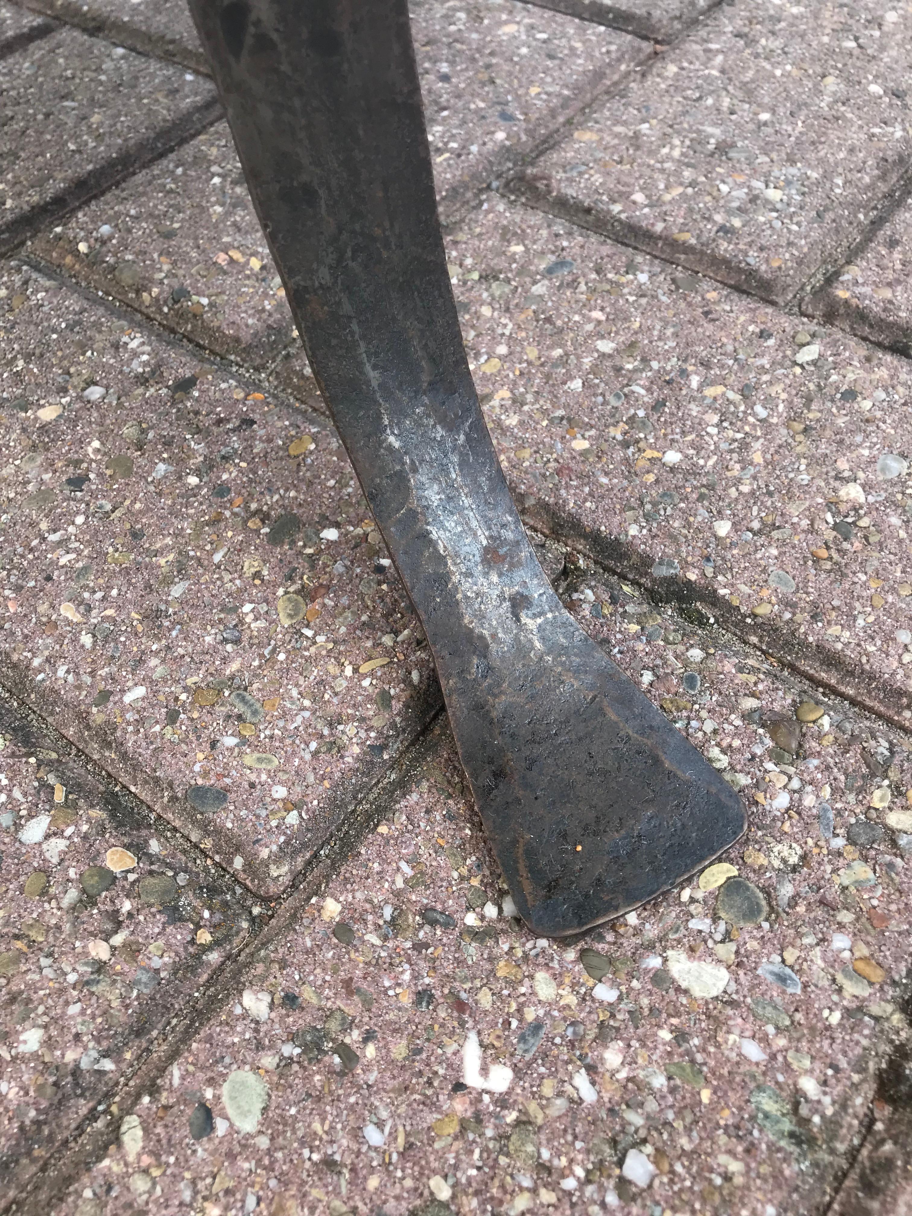 Perfect Size Midcentury Modern Wrought Iron Base & Slate Stone Top Coffee Table In Good Condition For Sale In Lisse, NL