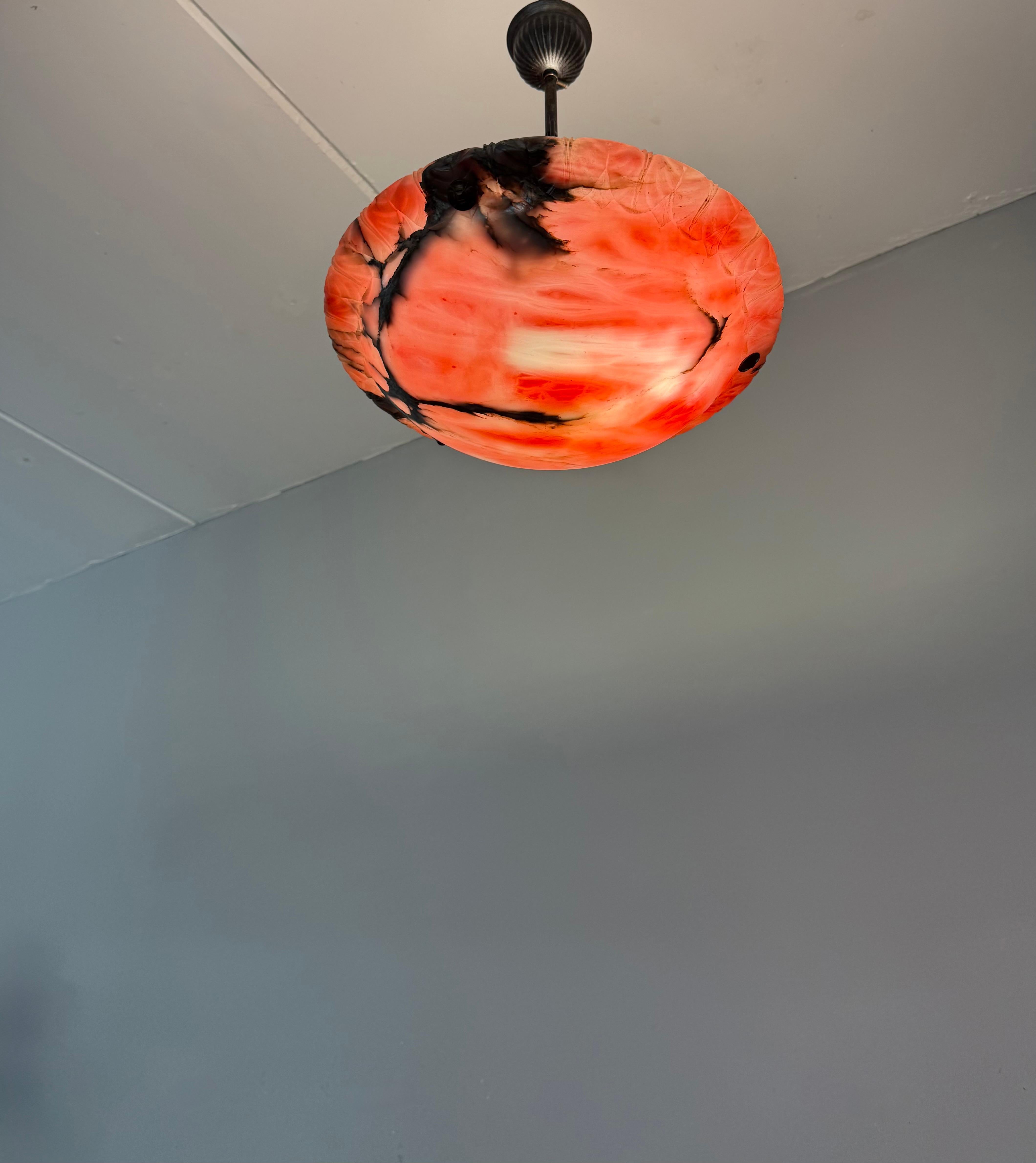 Perfekte Größe & perfekt ausbalancierte antike Alabaster Pendelleuchte / Kronleuchter im Angebot 8