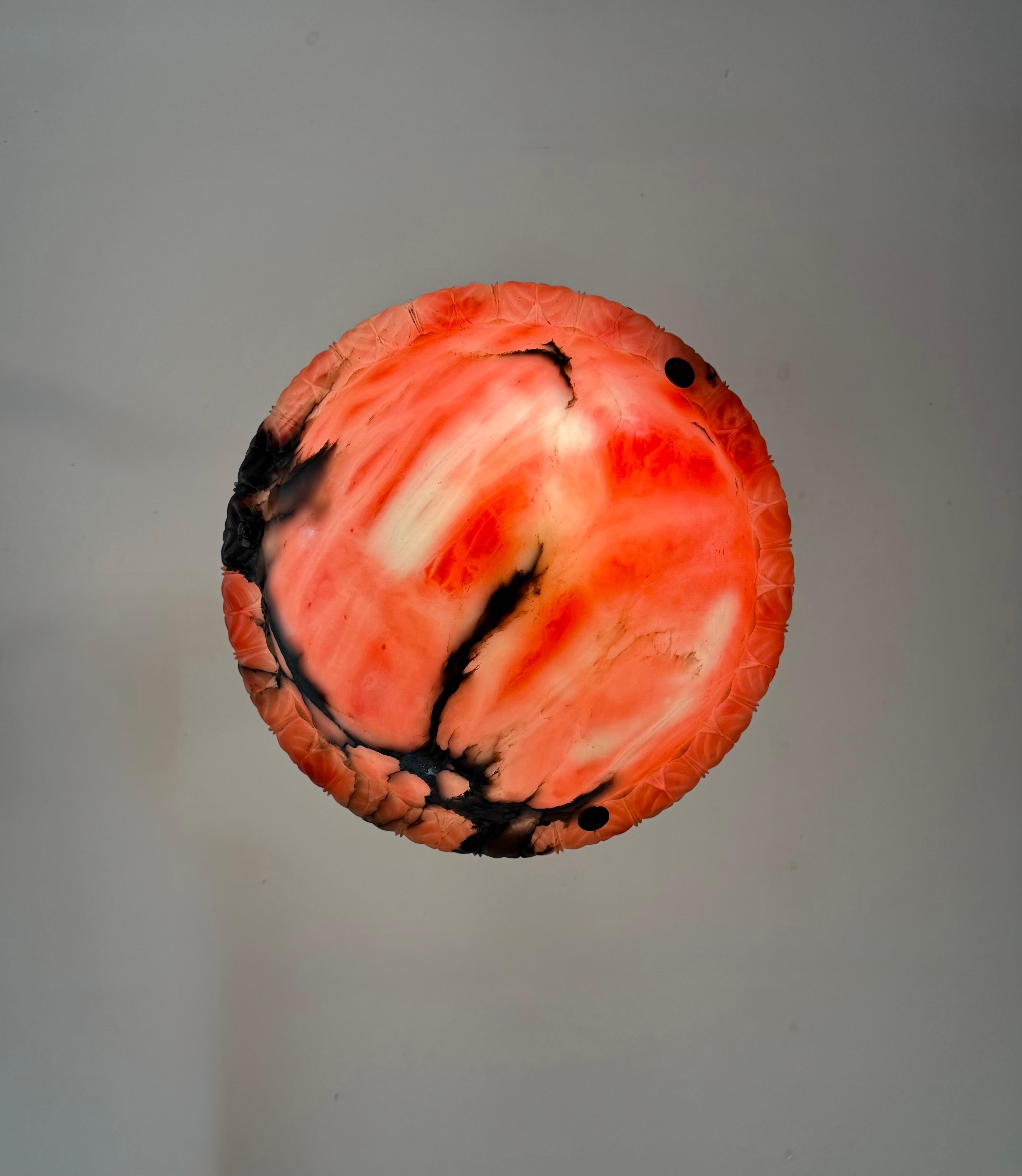 Perfekte Größe & perfekt ausbalancierte antike Alabaster Pendelleuchte / Kronleuchter im Angebot 9