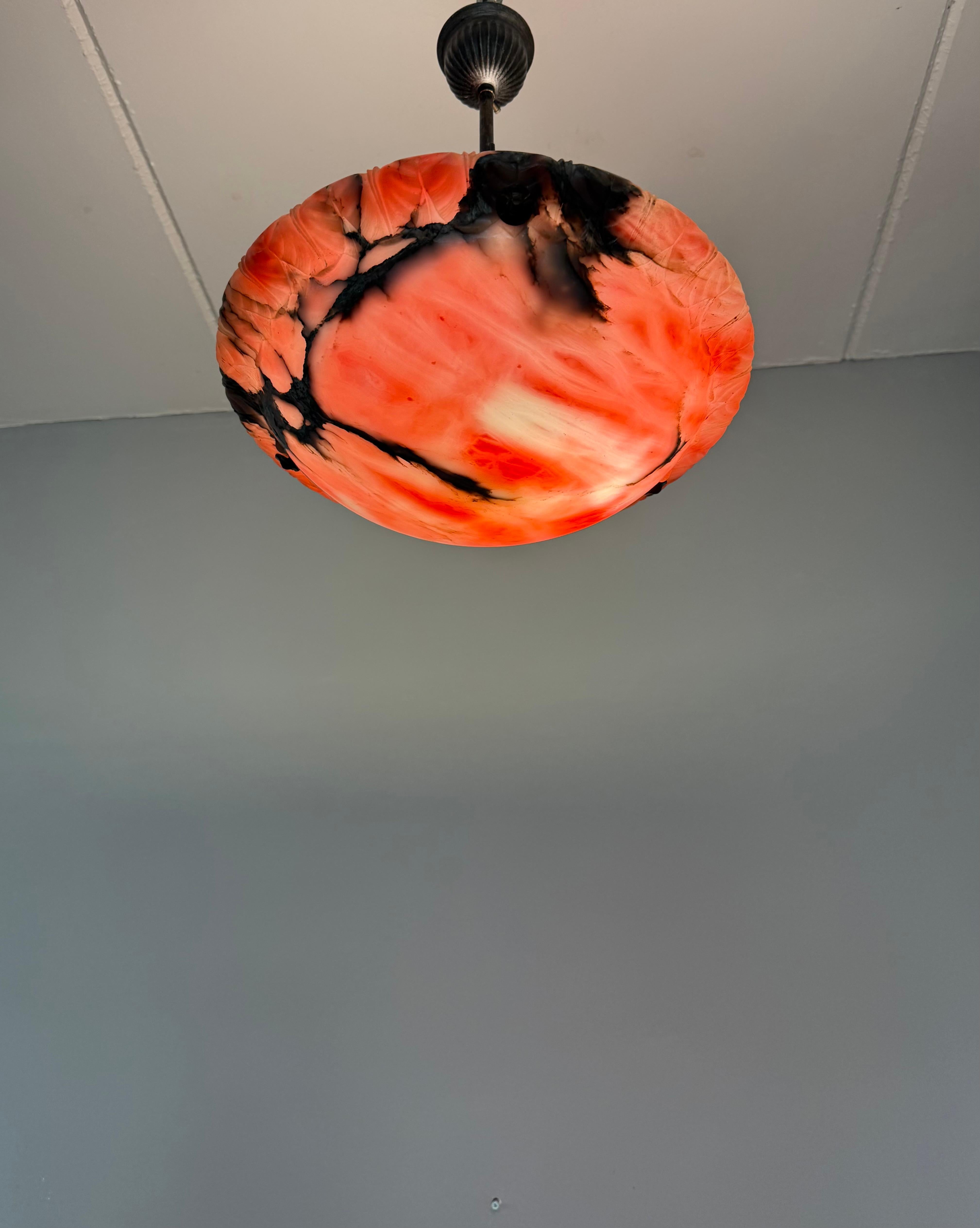 Perfekte Größe & perfekt ausbalancierte antike Alabaster Pendelleuchte / Kronleuchter im Angebot 12