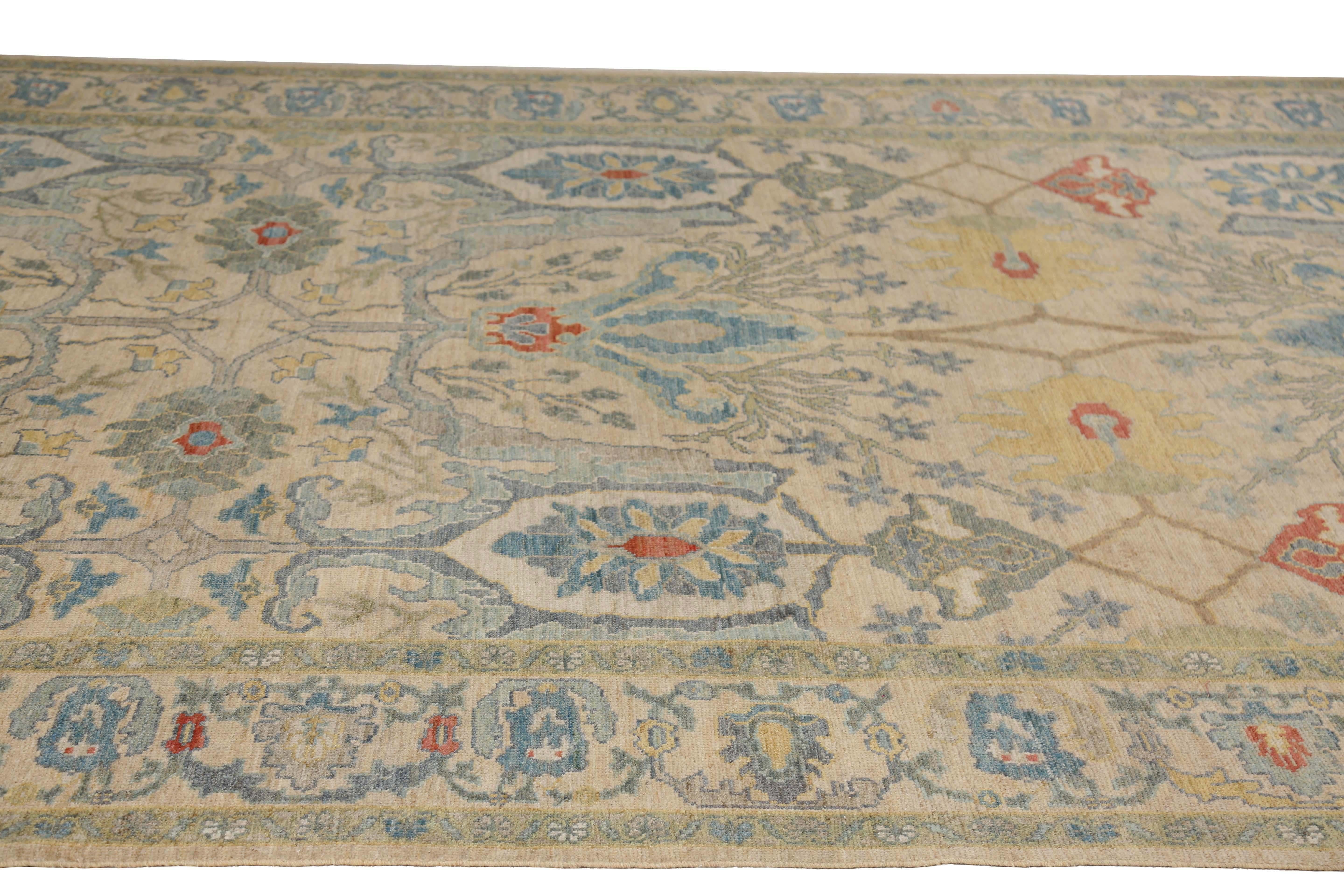 Perfect Size Turkish Sultanabad Rug In New Condition For Sale In Dallas, TX