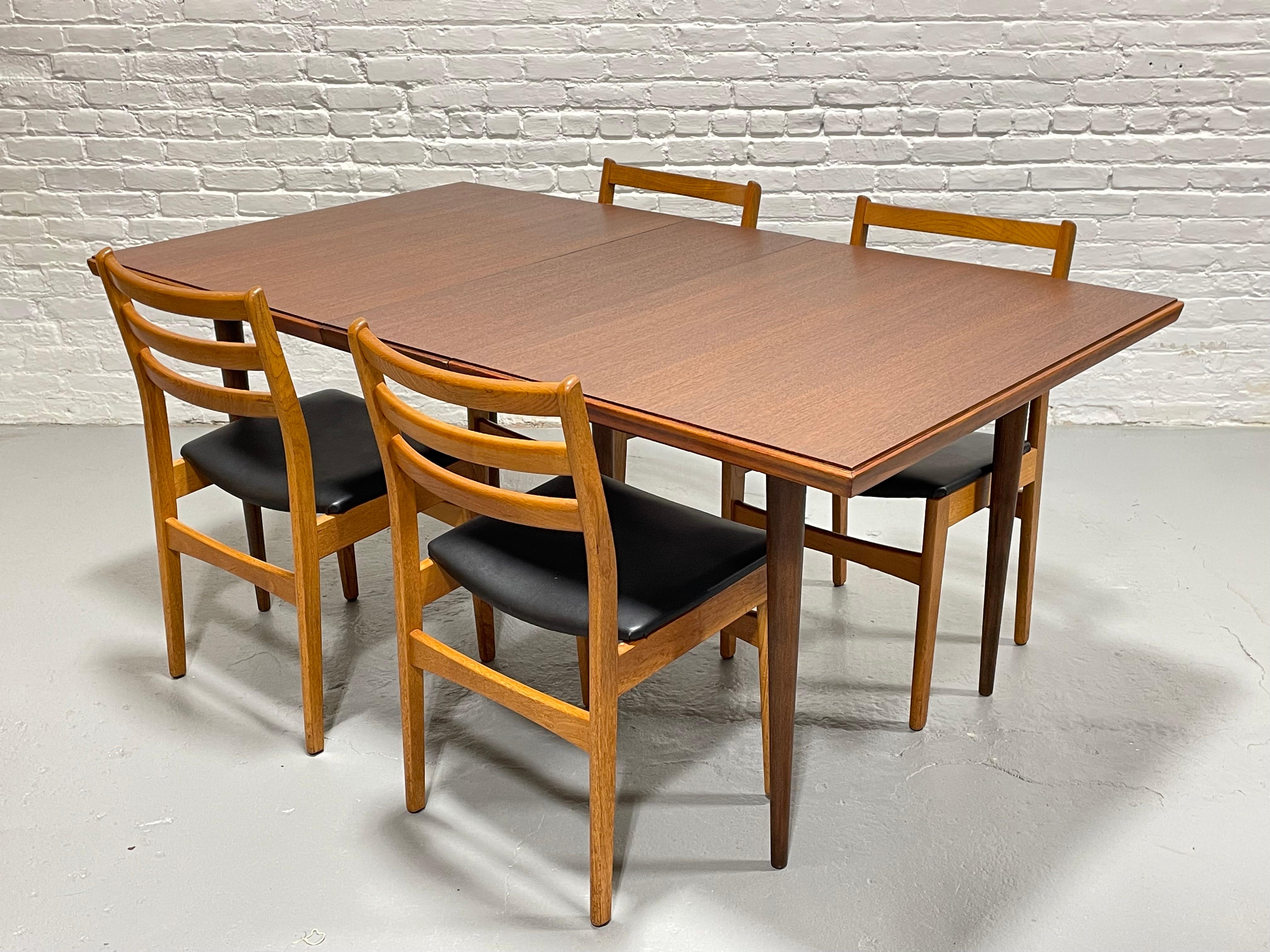 Perfect Size WALNUT Mid Century Modern DINING TABLE + Expansion Leaf, c. 1960's For Sale 4