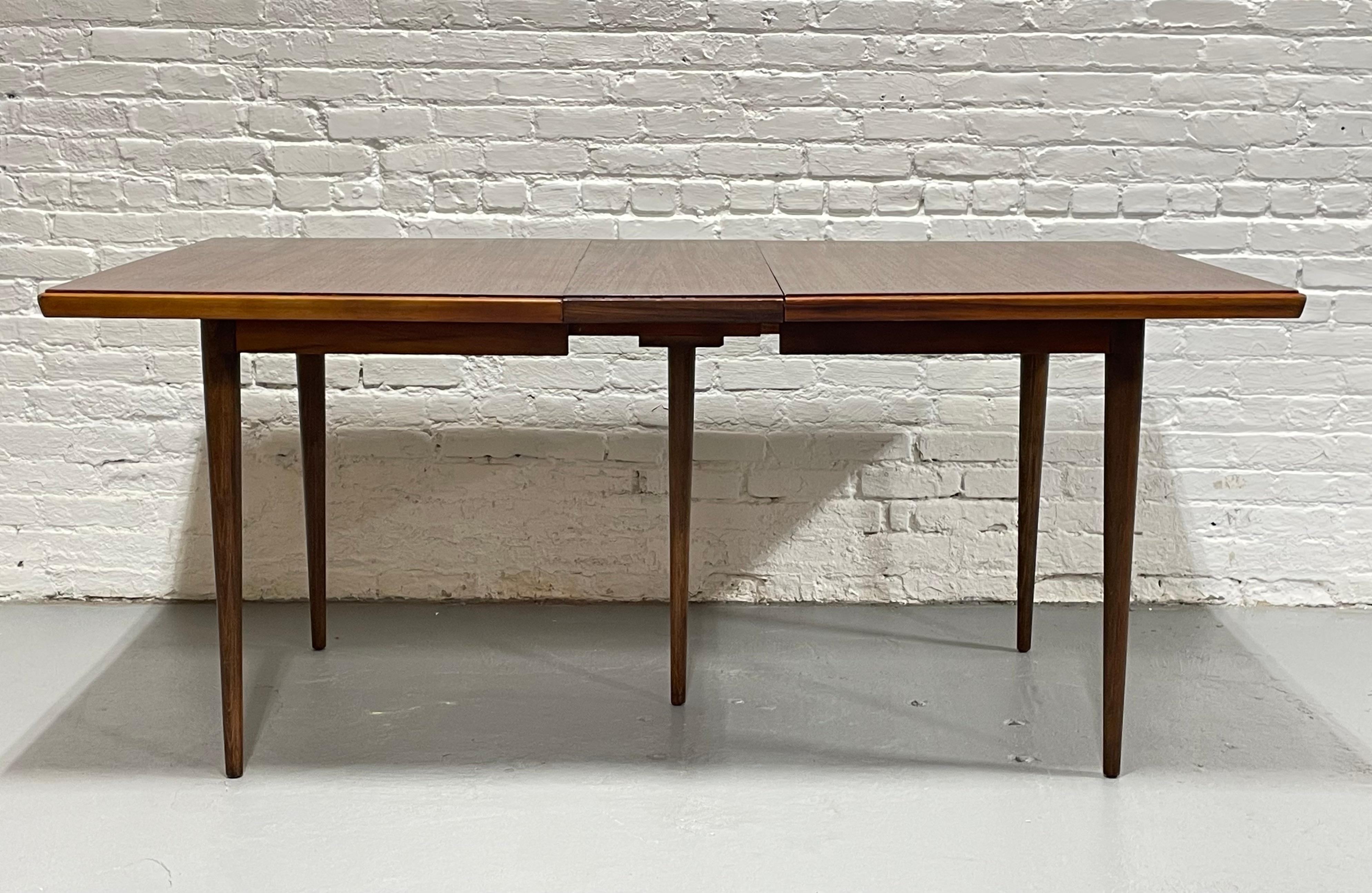 Perfect Size WALNUT Mid Century Modern DINING TABLE + Expansion Leaf, c. 1960's For Sale 6