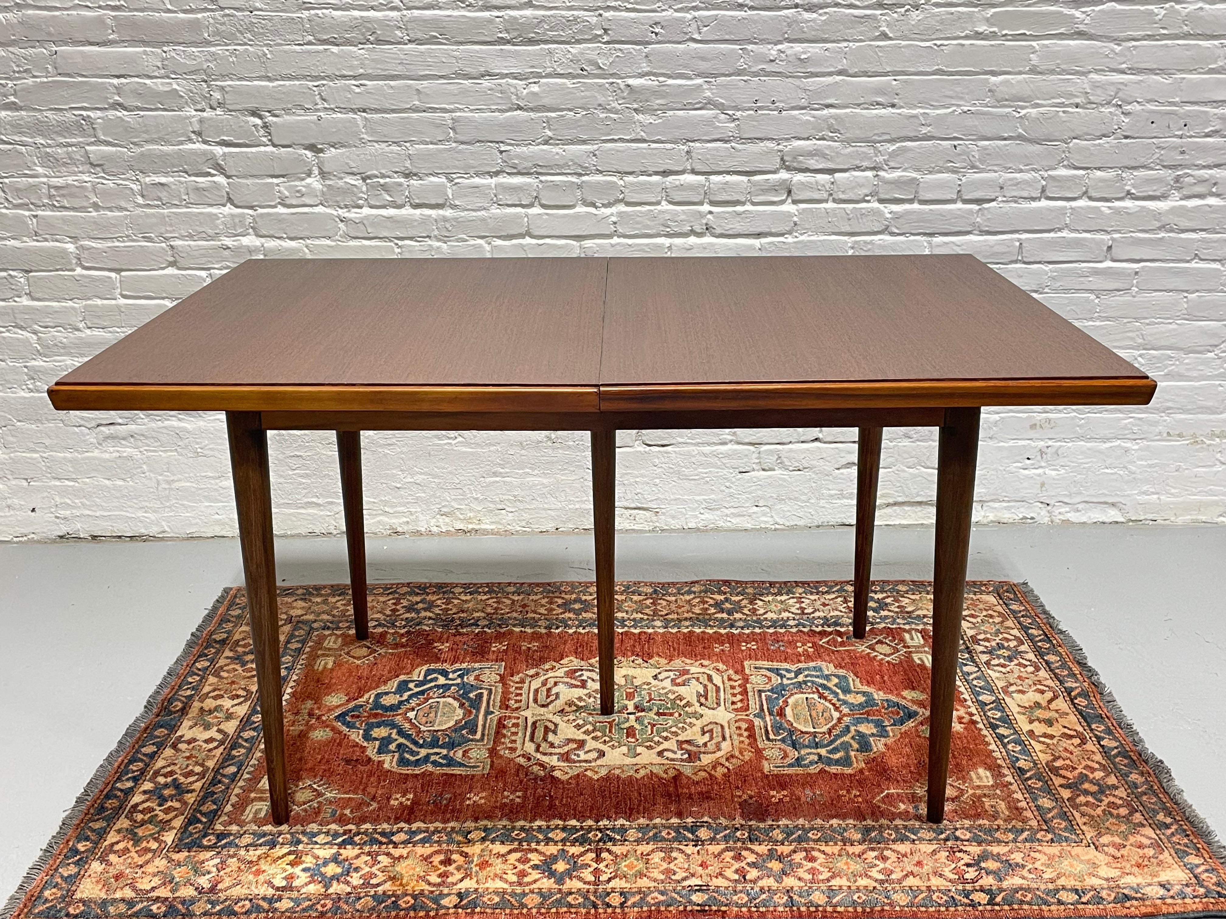 Mid-Century Modern Perfect Size WALNUT Mid Century Modern DINING TABLE + Expansion Leaf, c. 1960's For Sale