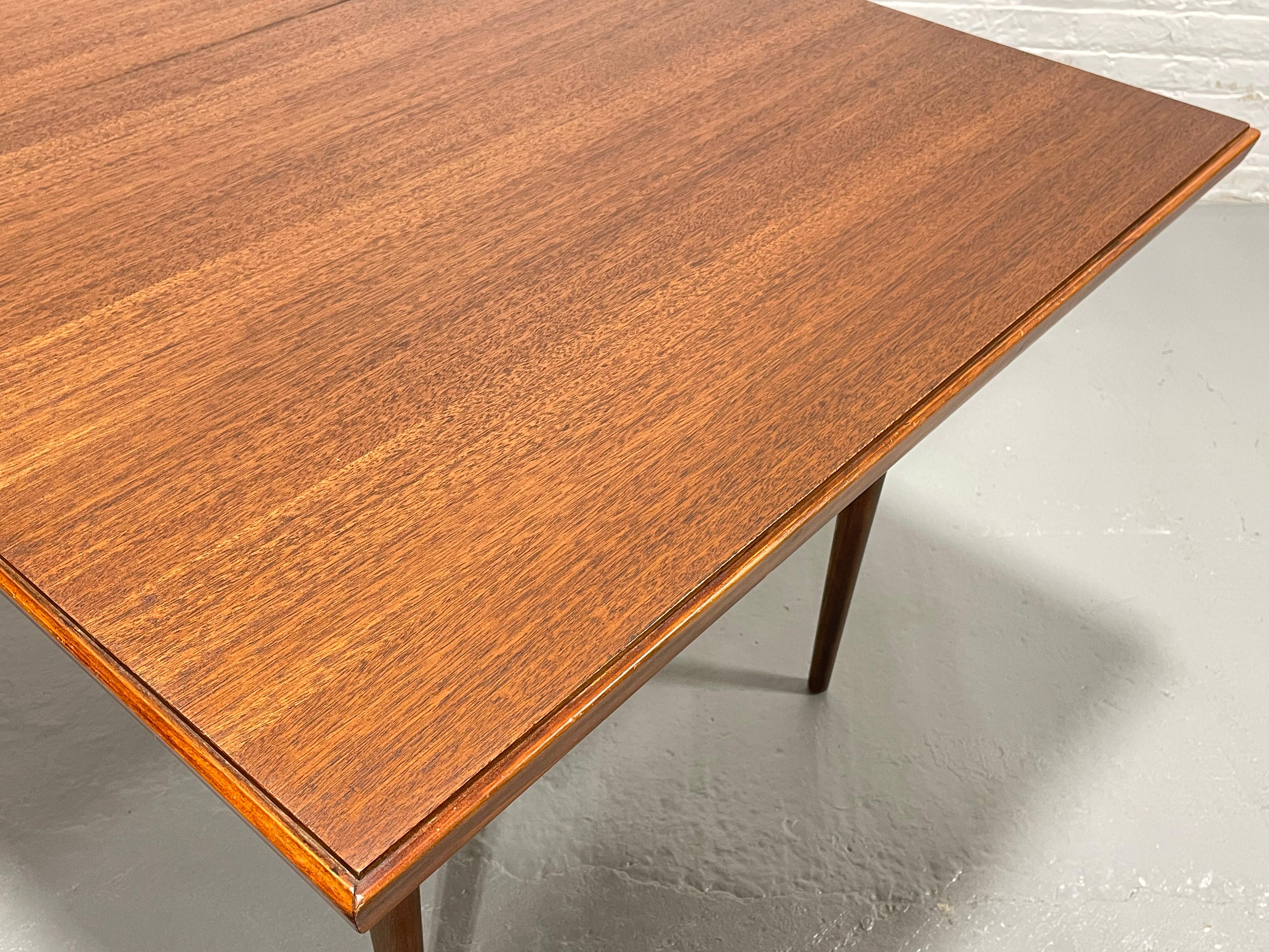 Walnut Perfect Size WALNUT Mid Century Modern DINING TABLE + Expansion Leaf, c. 1960's For Sale
