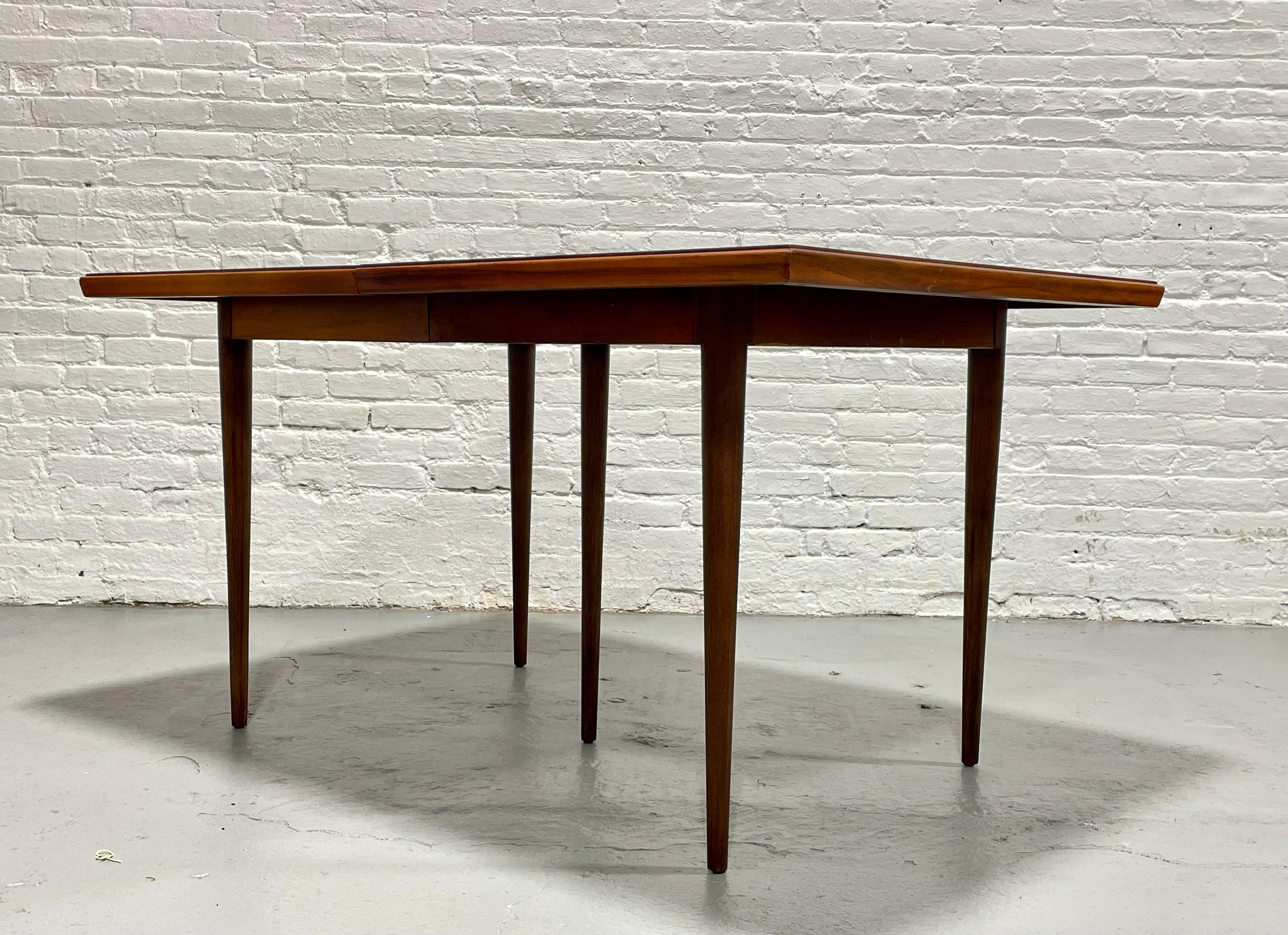 Perfect Size WALNUT Mid Century Modern DINING TABLE + Expansion Leaf, c. 1960's For Sale 1