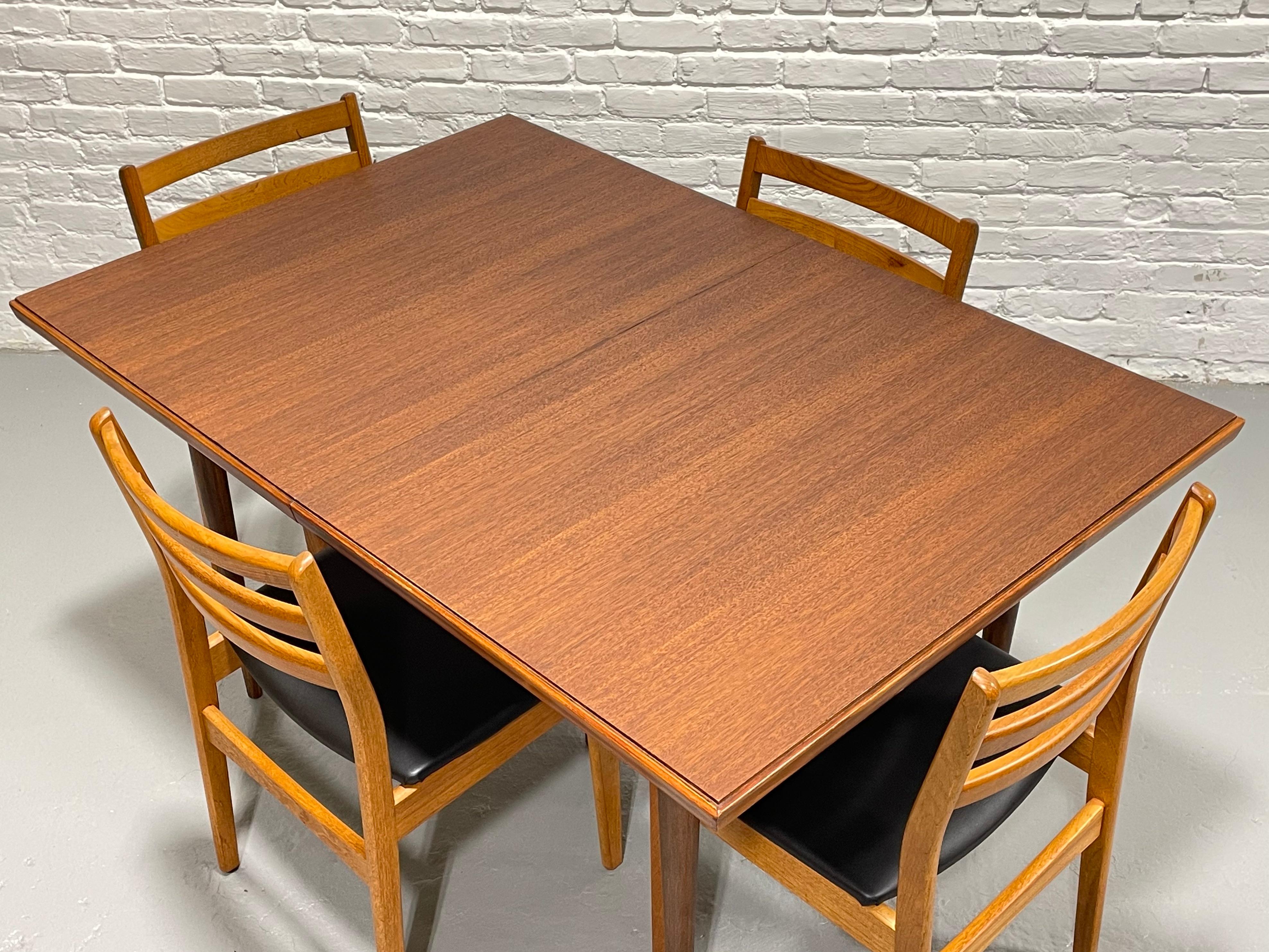 Perfect Size WALNUT Mid Century Modern DINING TABLE + Expansion Leaf, c. 1960's For Sale 3