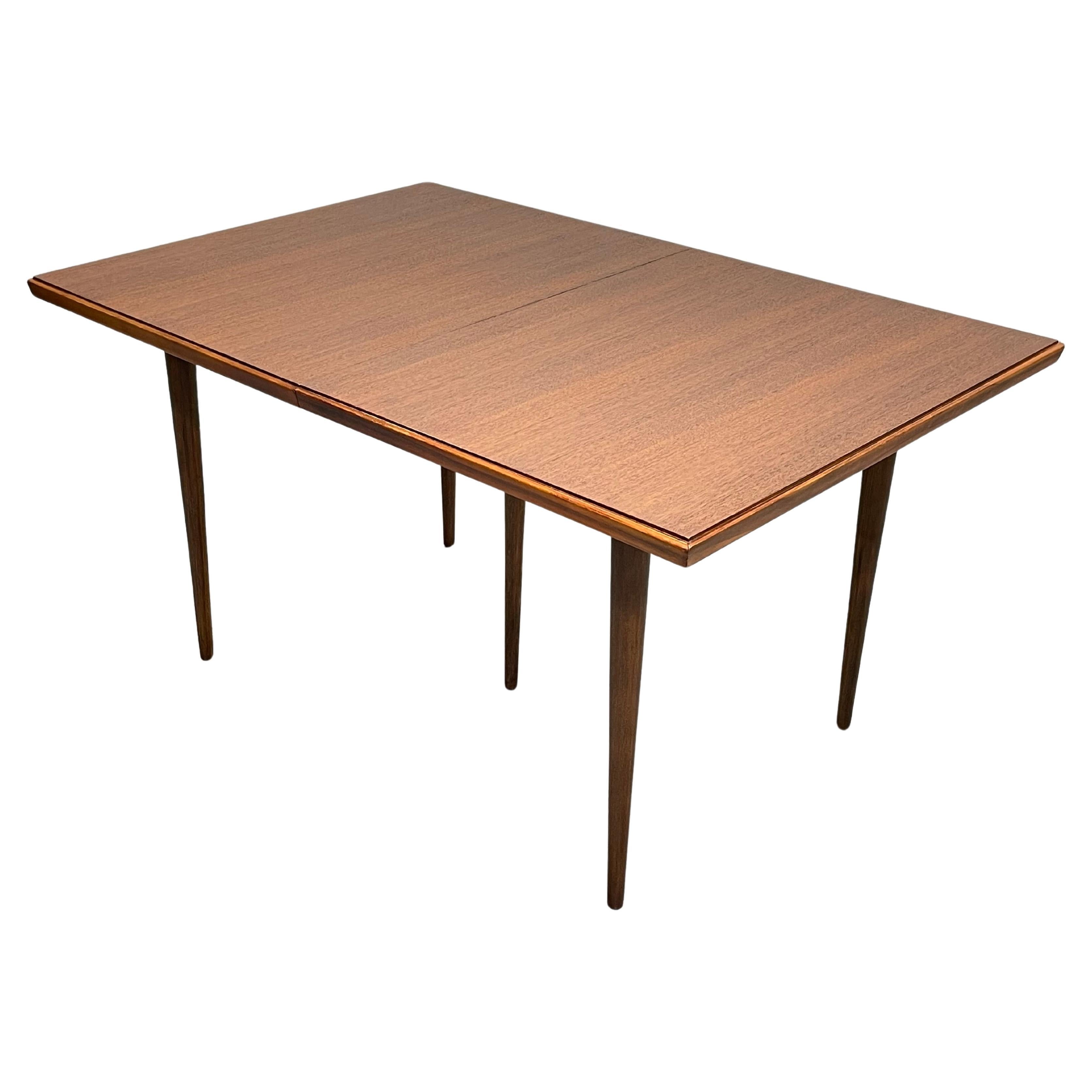 Perfect Size WALNUT Mid Century Modern DINING TABLE + Expansion Leaf, c. 1960's For Sale