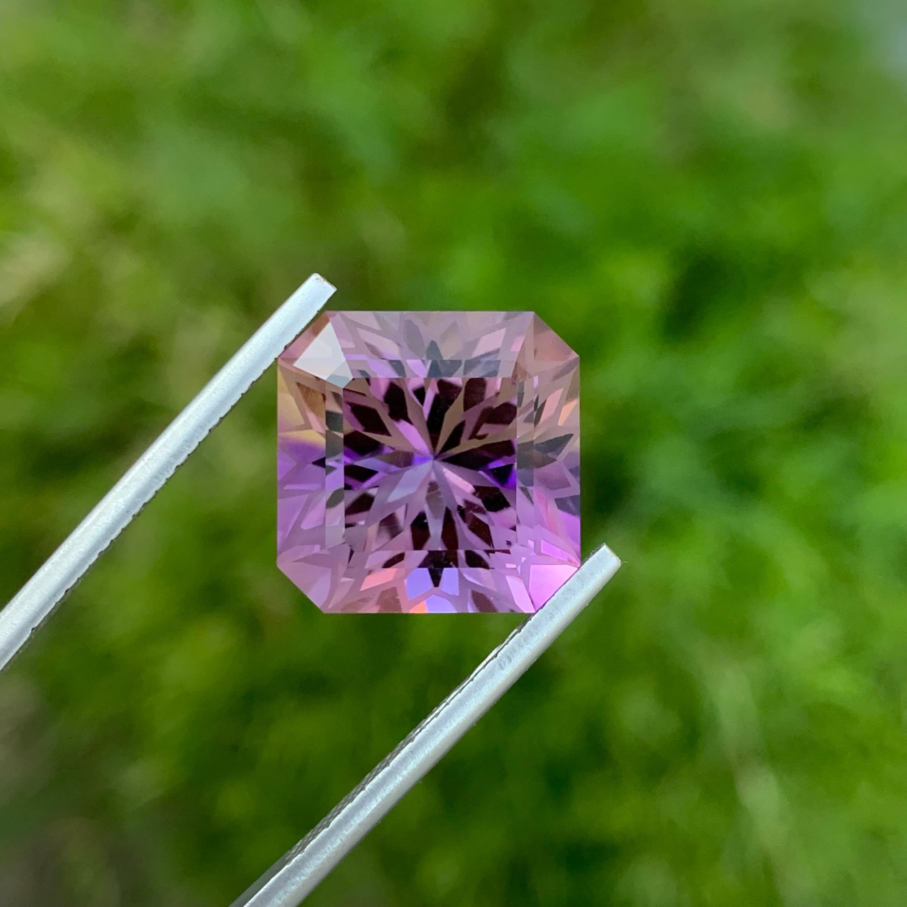 Perfect Square Shape Ametrine 13.65 Carat Flower Cut Gem For Necklace Jewellery  In New Condition For Sale In Peshawar, PK