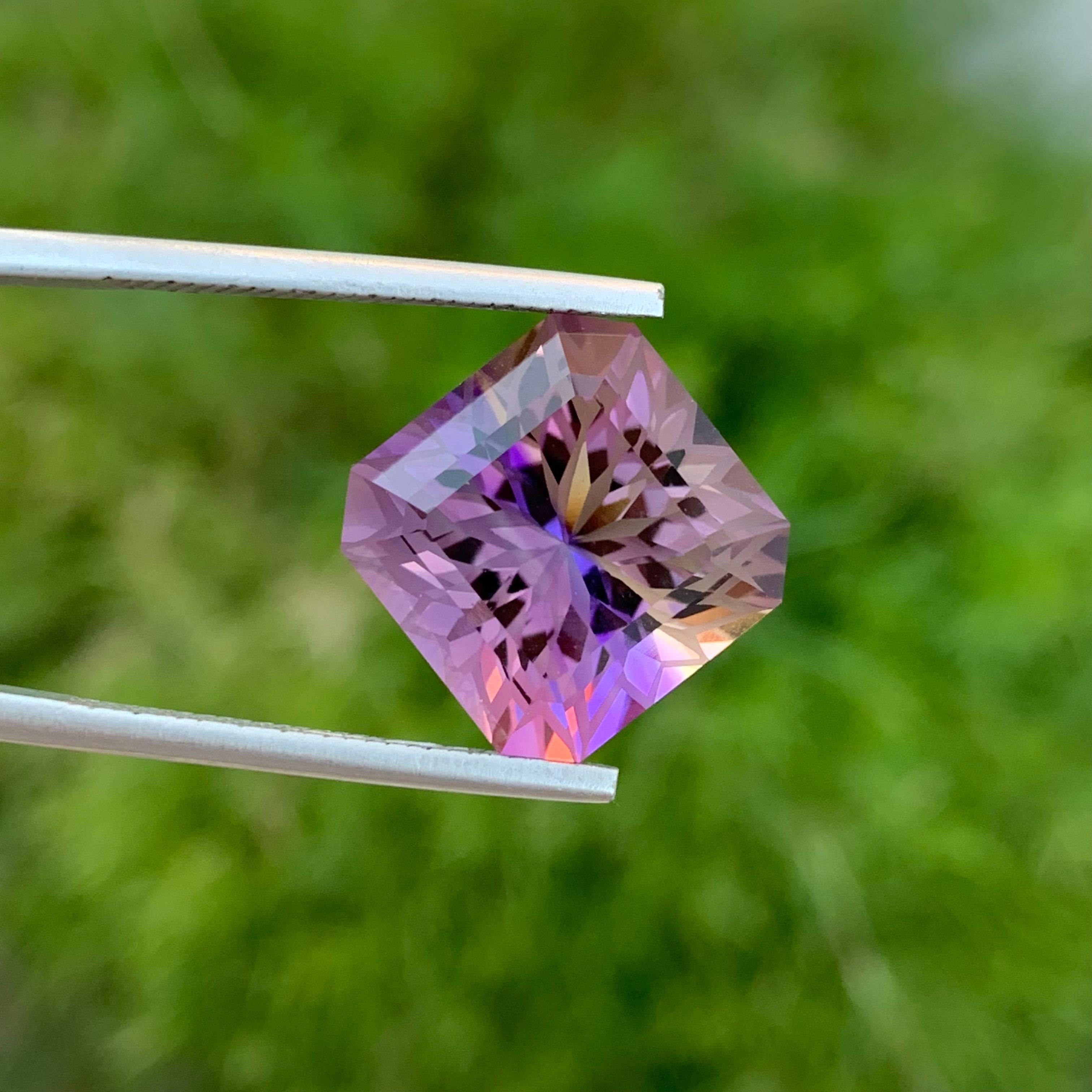 Perfect Square Shape Ametrine 13.65 Carat Flower Cut Gem For Necklace Jewellery  For Sale 3