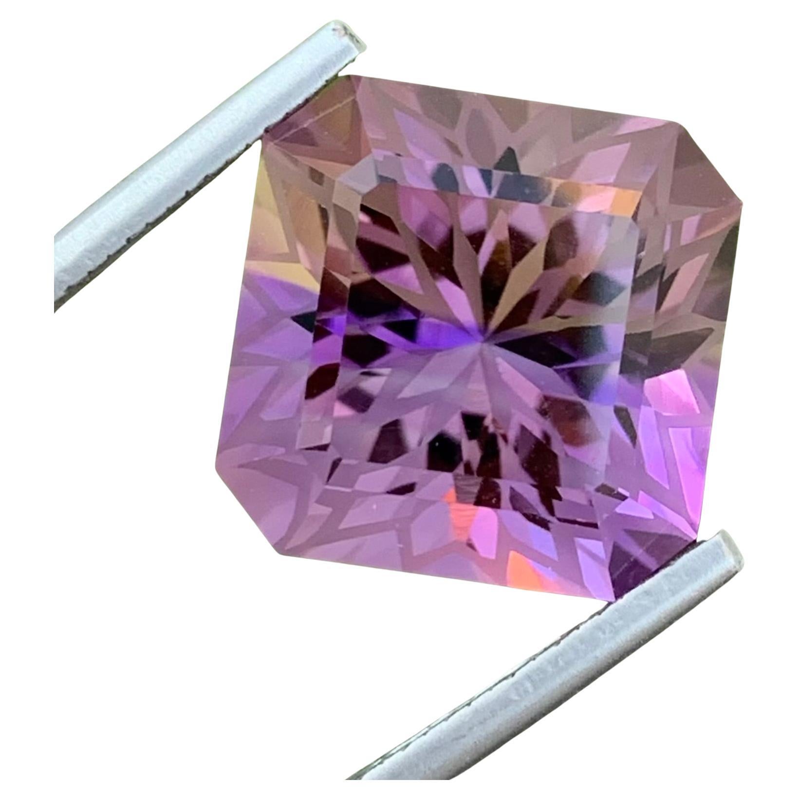 Perfect Square Shape Ametrine 13.65 Carat Flower Cut Gem For Necklace Jewellery 