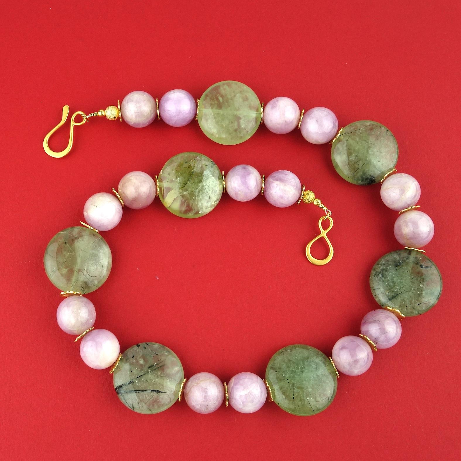 Artisan AJD 18 Inch Perfect Summer Necklace of Kunzite and Prehnite