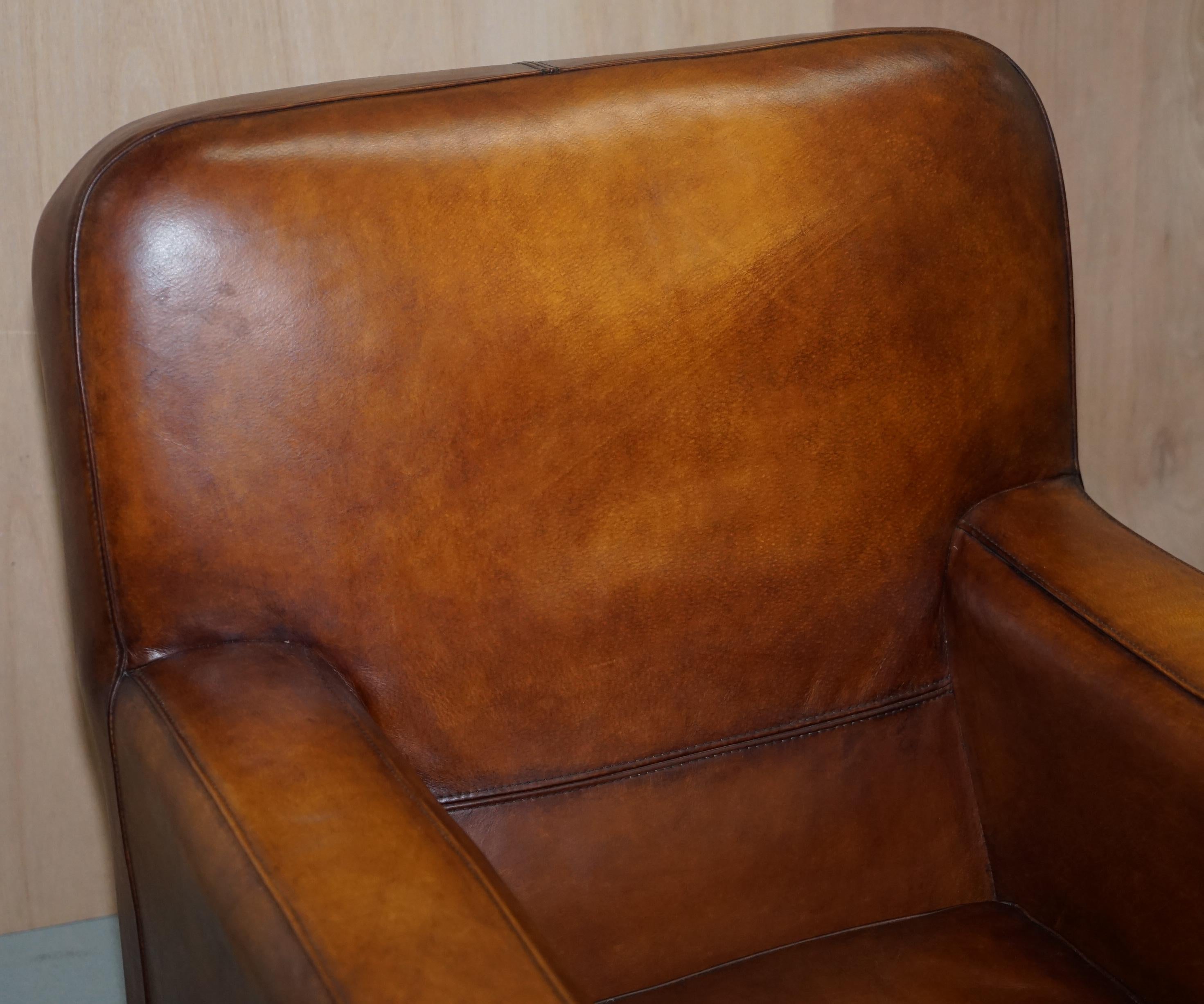 Perfect Tetrad Totnes Brown Leather Armchair with Feather Filled Lumbar Cushion 2