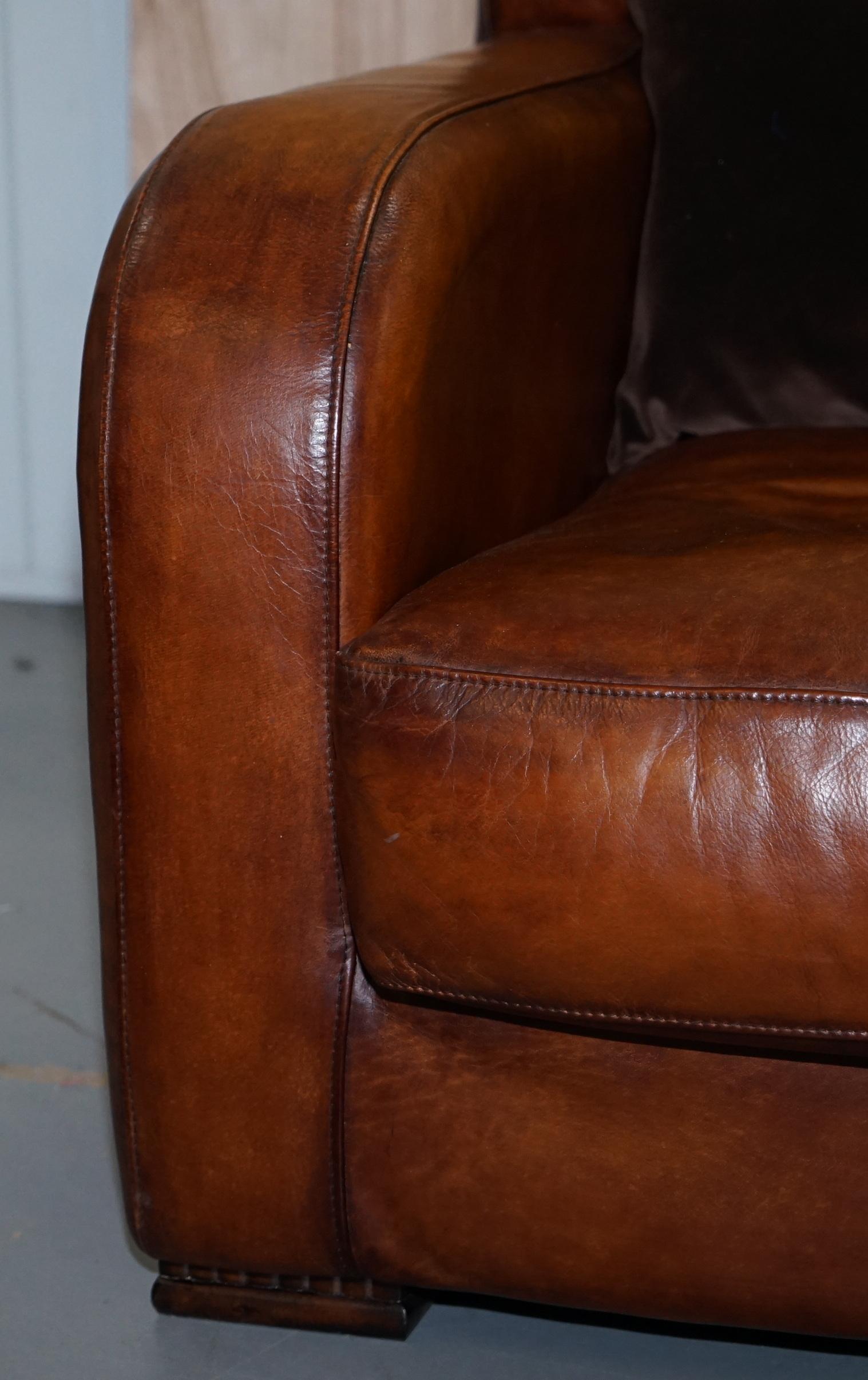 Hand-Crafted Perfect Tetrad Totnes Brown Leather Armchair with Feather Filled Lumbar Cushion