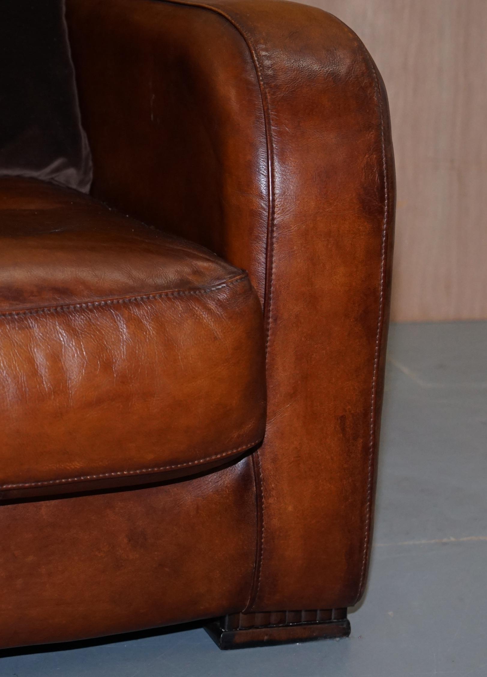 20th Century Perfect Tetrad Totnes Brown Leather Armchair with Feather Filled Lumbar Cushion