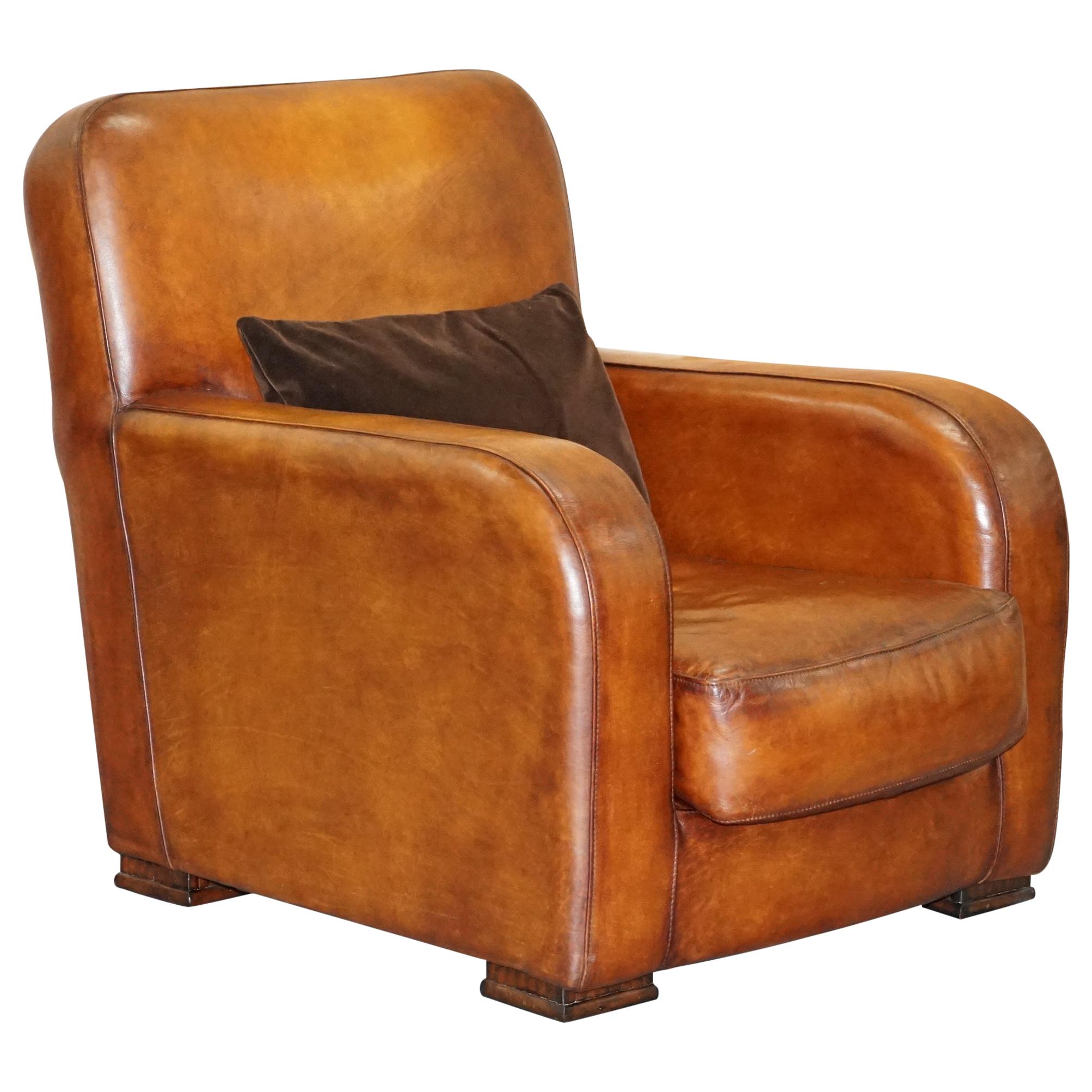Perfect Tetrad Totnes Brown Leather Armchair with Feather Filled Lumbar Cushion