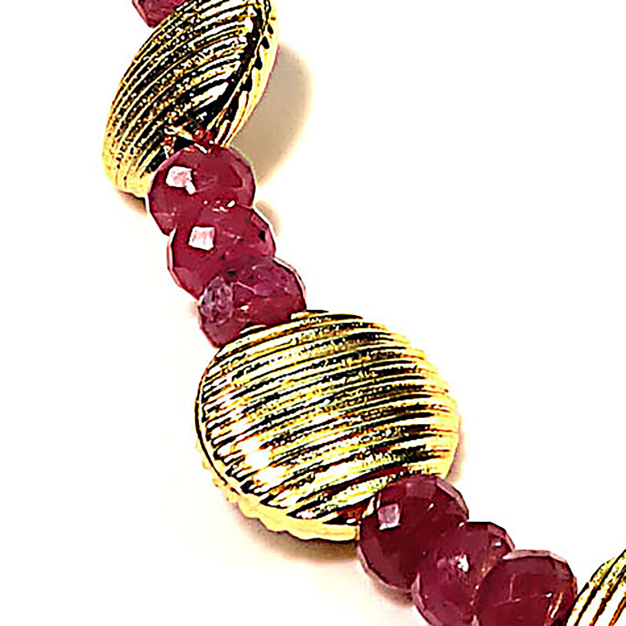 Women's or Men's  AJD 17 Inch Ruby and Gold Choker Necklace