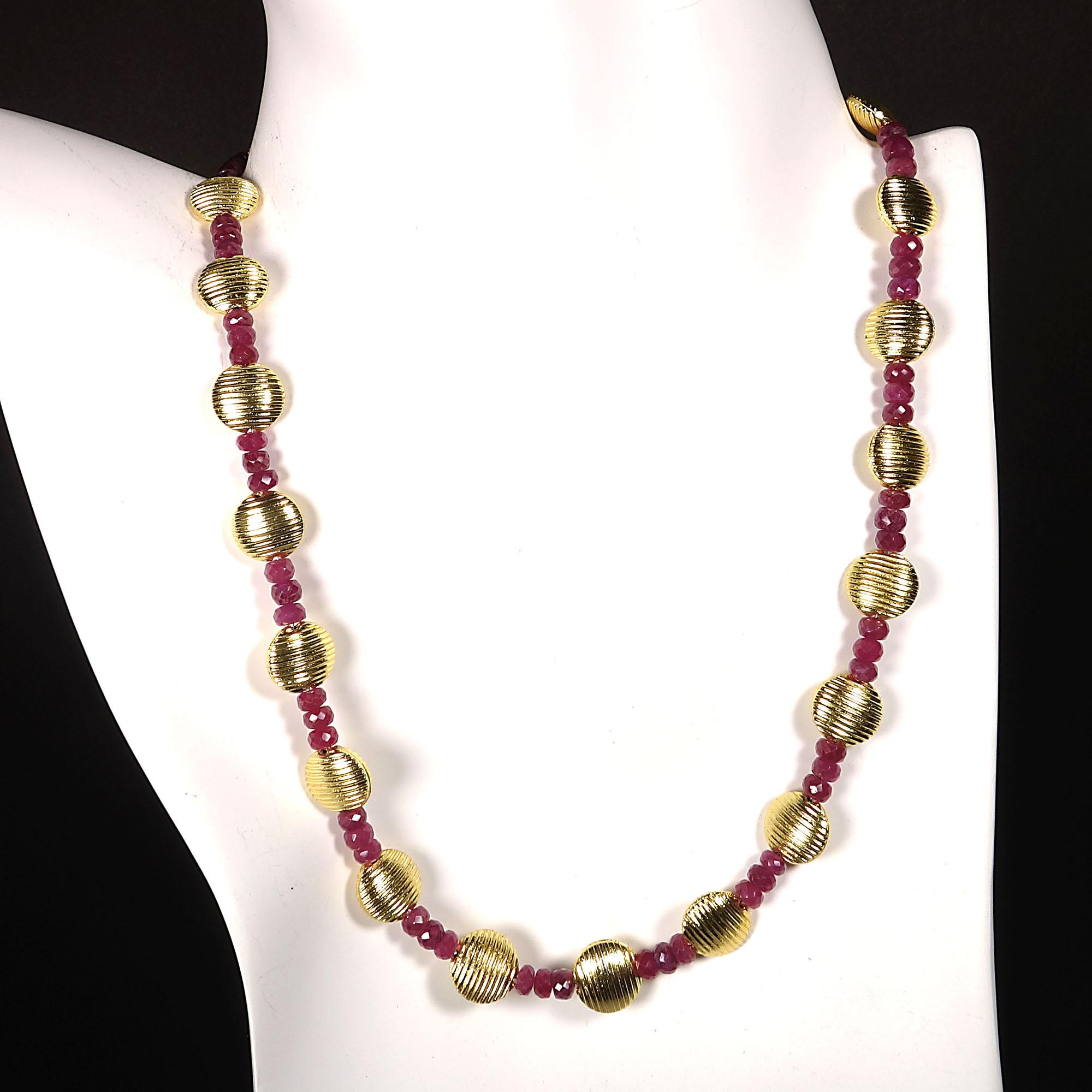 Bead  AJD 17 Inch Ruby and Gold Choker Necklace