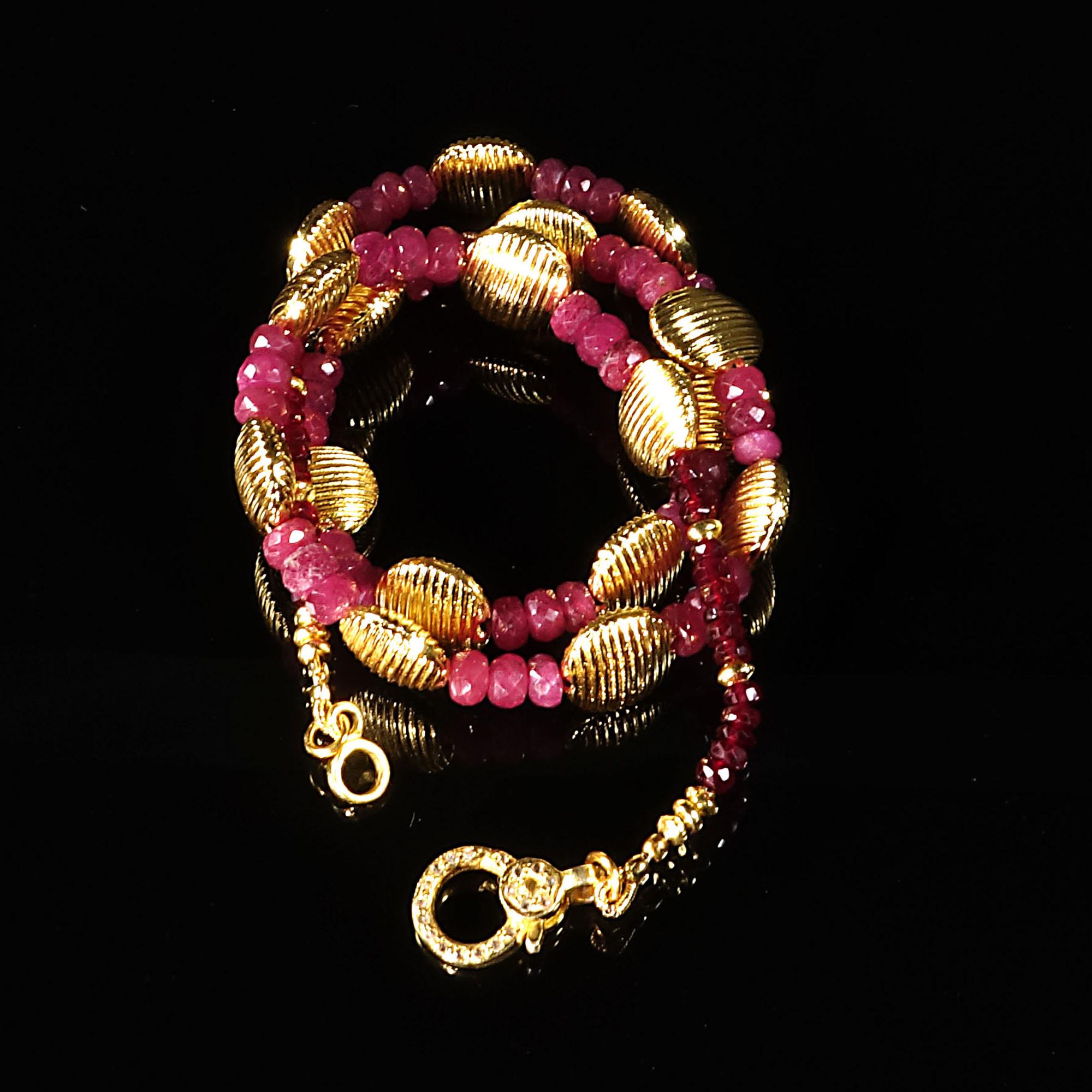  AJD 17 Inch Ruby and Gold Choker Necklace In New Condition In Raleigh, NC