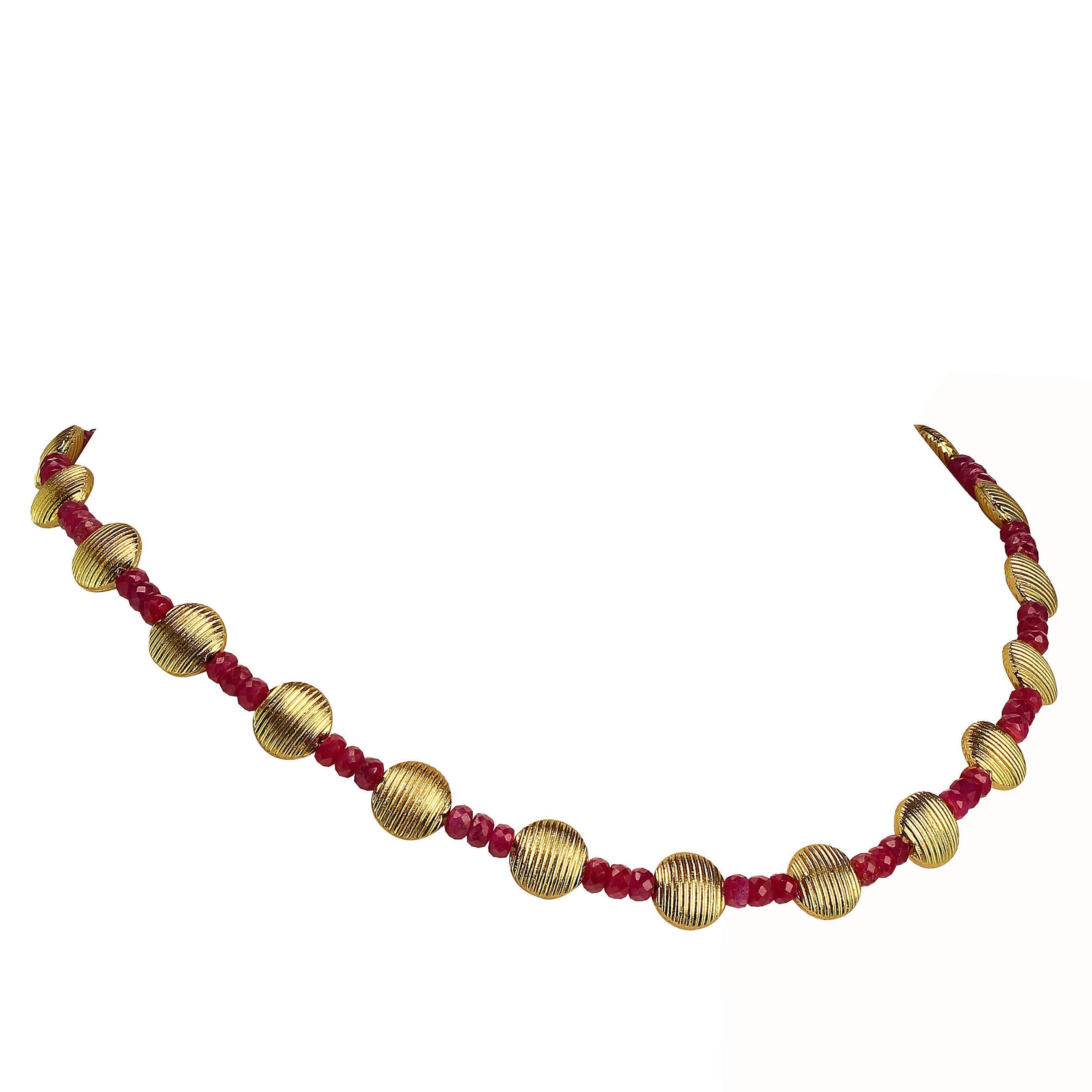  AJD 17 Inch Ruby and Gold Choker Necklace