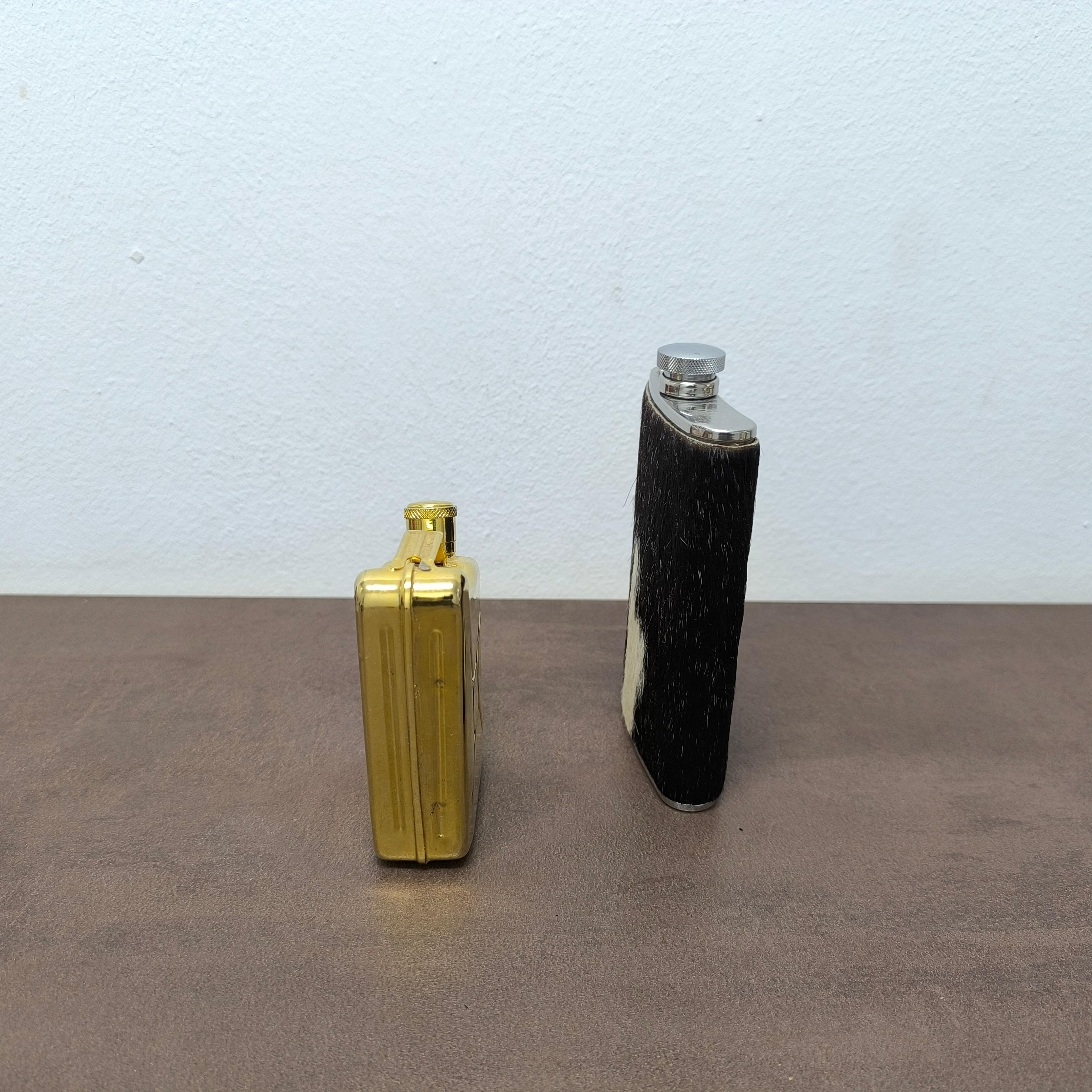 Contemporary HOLIDAY GIFT - Pair of Designer Flasks - Jerry Can & Fur-Wrapped Hip Flask For Sale