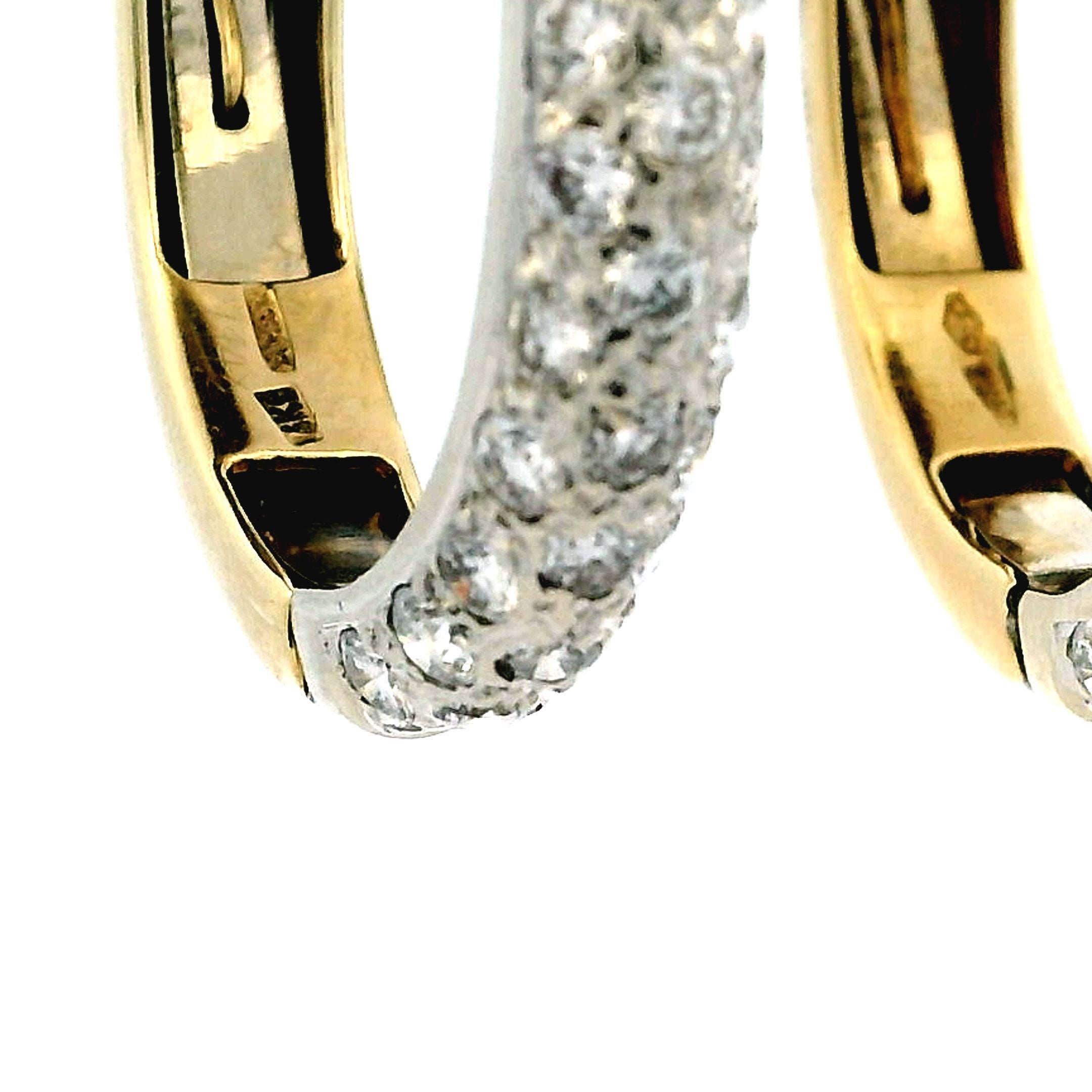 Perfecta Pendientes de aro de diamantes de oro bicolor de 14 quilates, 3,5 quilates en venta 2