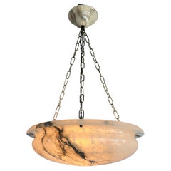 Perfectly Balanced, Large Antique White & Black Alabaster Pendant / Chandelier