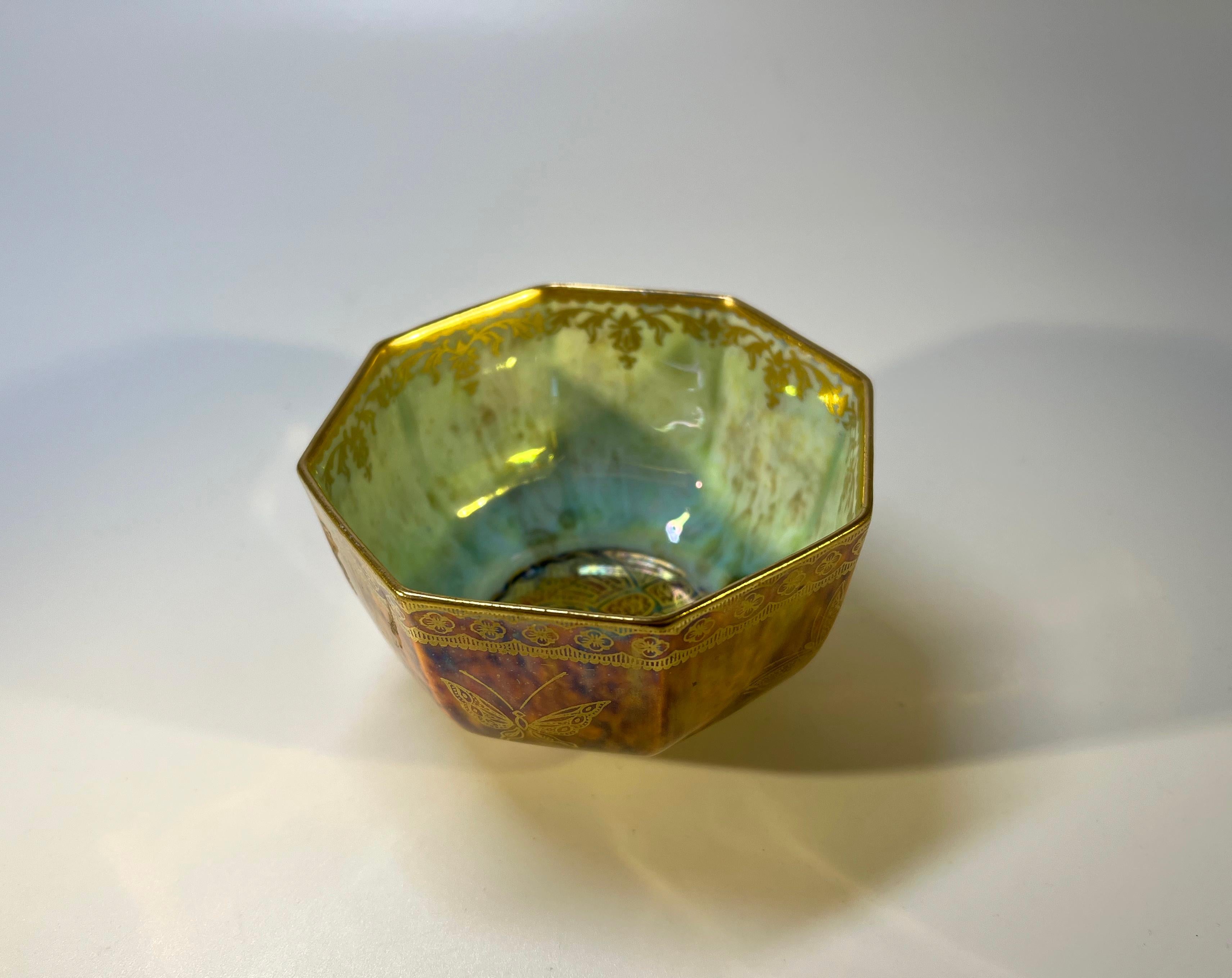 Glazed Perfectly Ordinary Lustre Octagonal Scarab Bowl Daisy Makeig-Jones Wedgwood 1920 For Sale