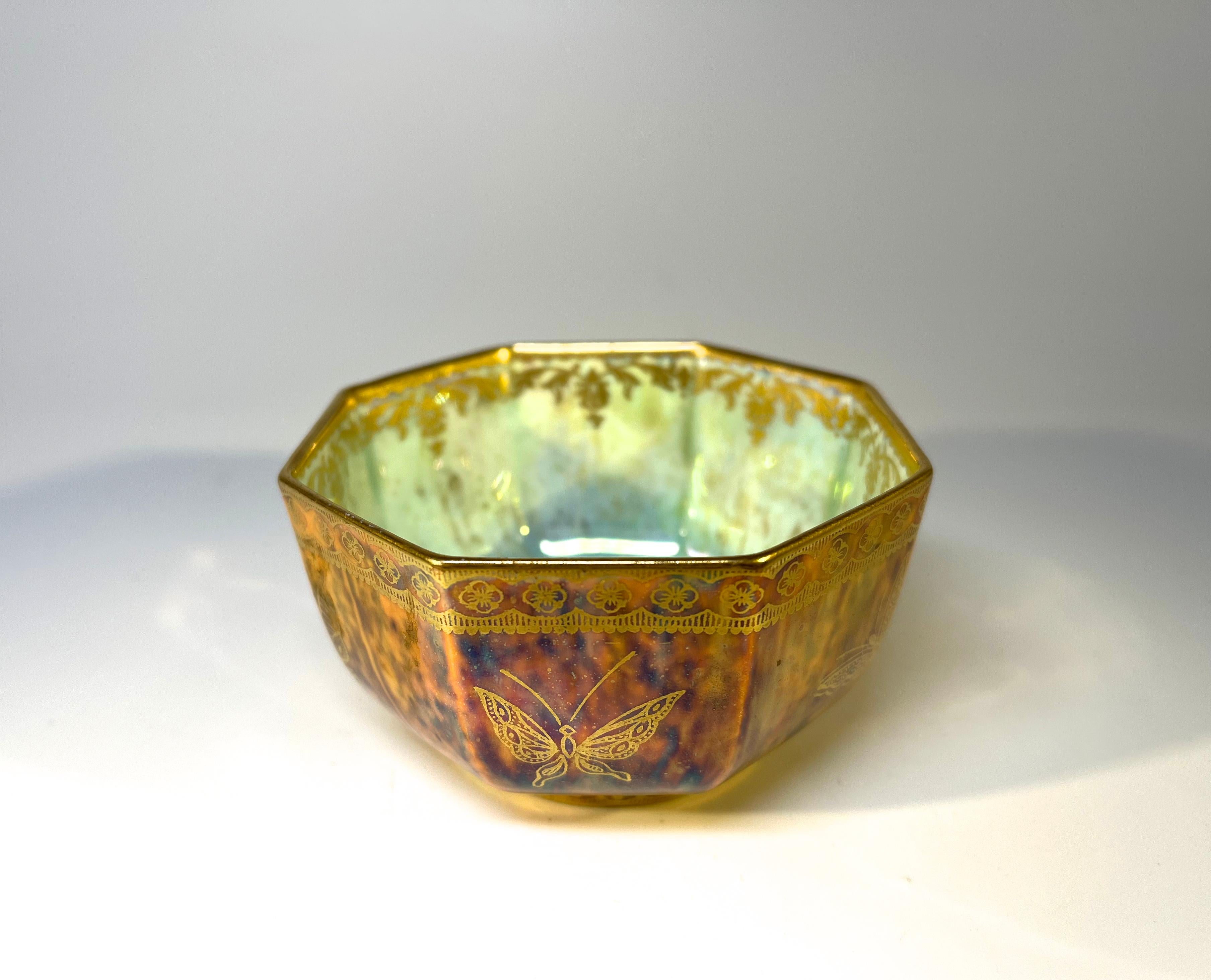 20th Century Perfectly Ordinary Lustre Octagonal Scarab Bowl Daisy Makeig-Jones Wedgwood 1920 For Sale