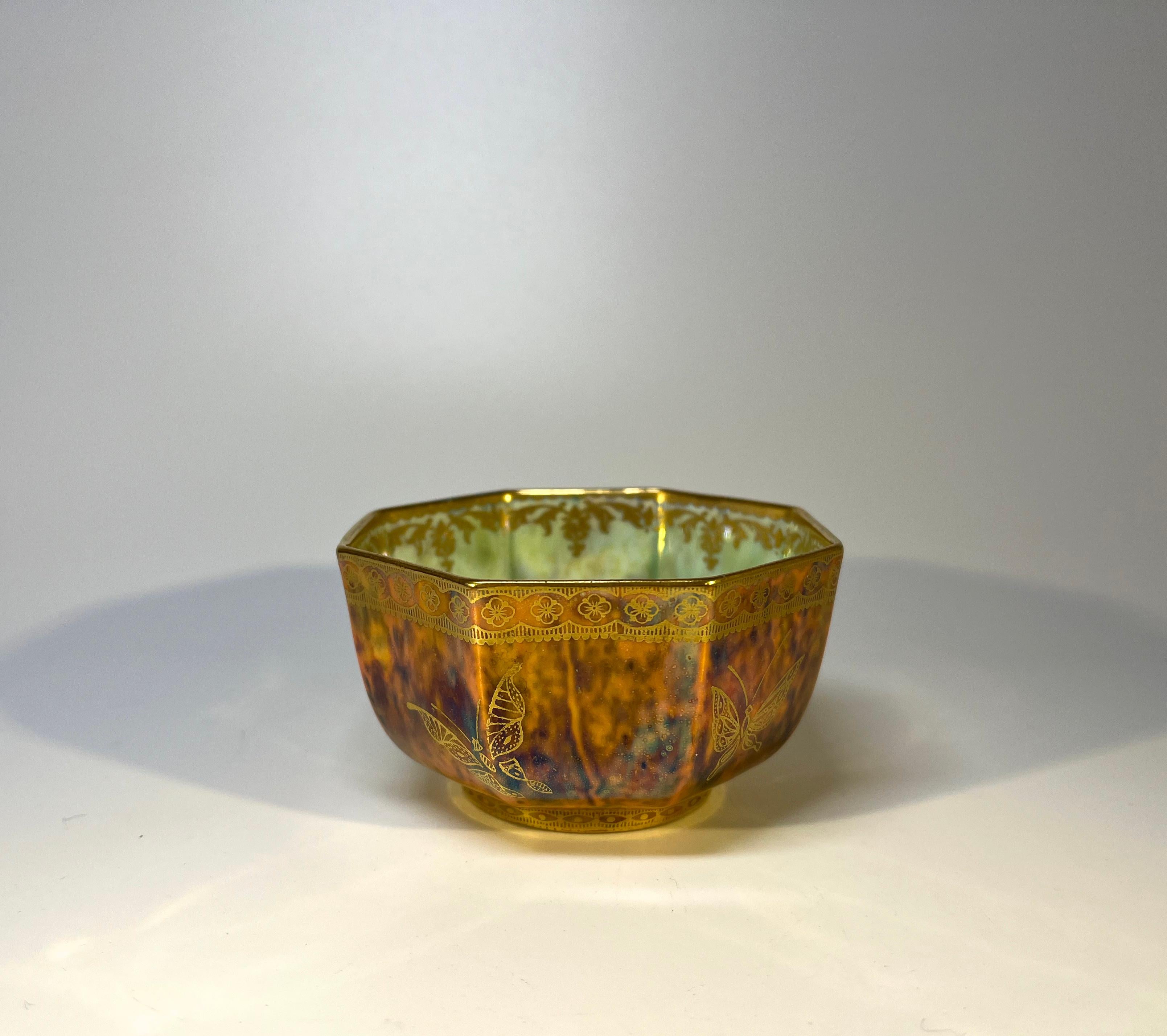 Porcelain Perfectly Ordinary Lustre Octagonal Scarab Bowl Daisy Makeig-Jones Wedgwood 1920 For Sale