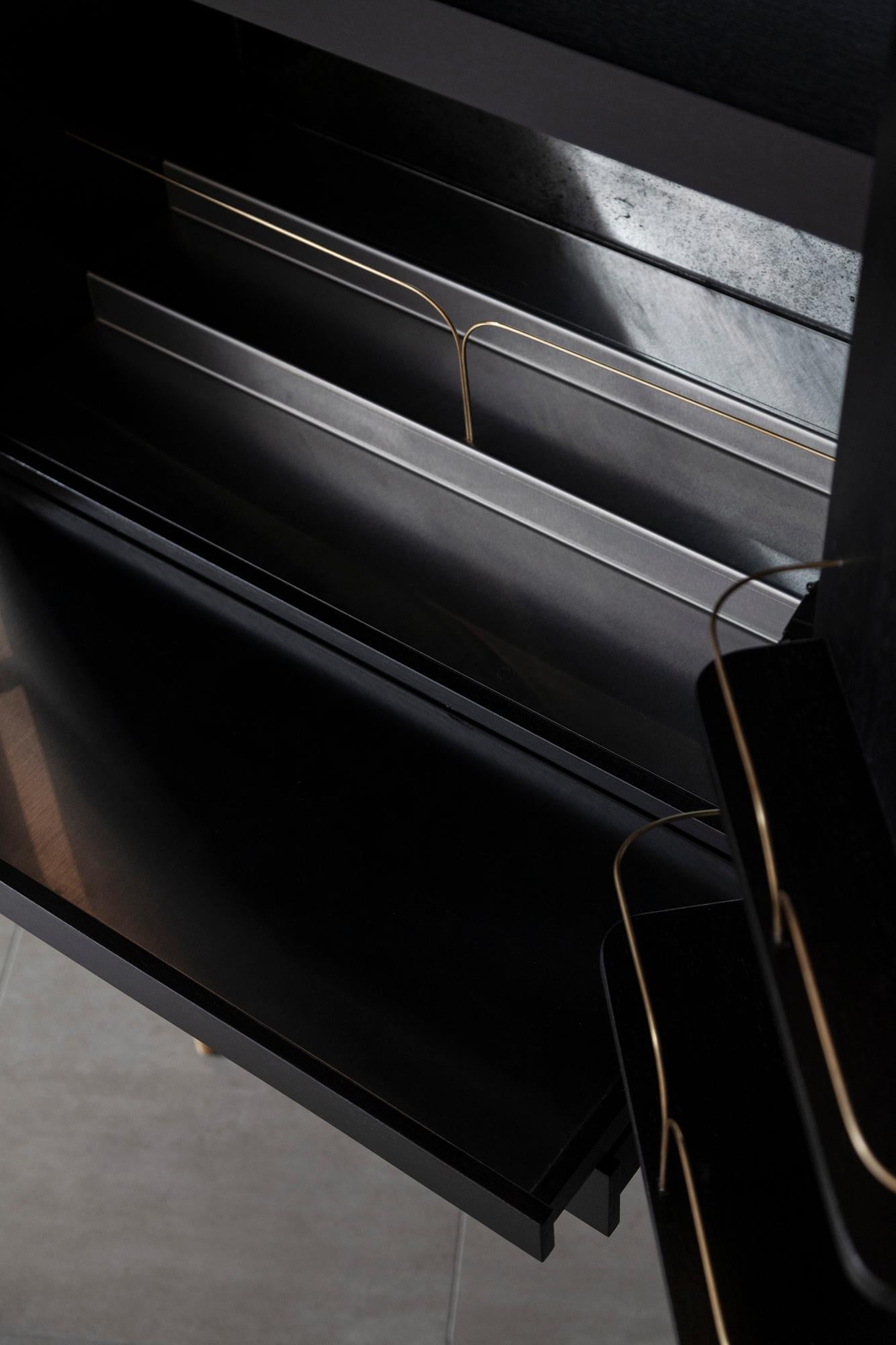 PERFIDIA_01 Bar Cabinet in Solid Wood and Casted Bronze Details by ANDEAN For Sale 9