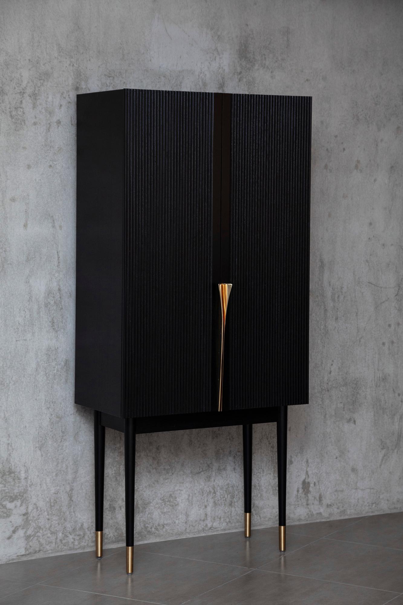 Ecuadorean PERFIDIA_01 Bar Cabinet in Solid Wood and Casted Bronze Details by ANDEAN For Sale