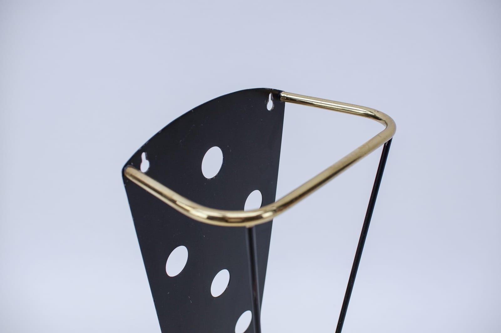 Perforated Austrian Mid-Century Metal and Brass Umbrella Stand, 1950s In Good Condition For Sale In Nürnberg, Bayern