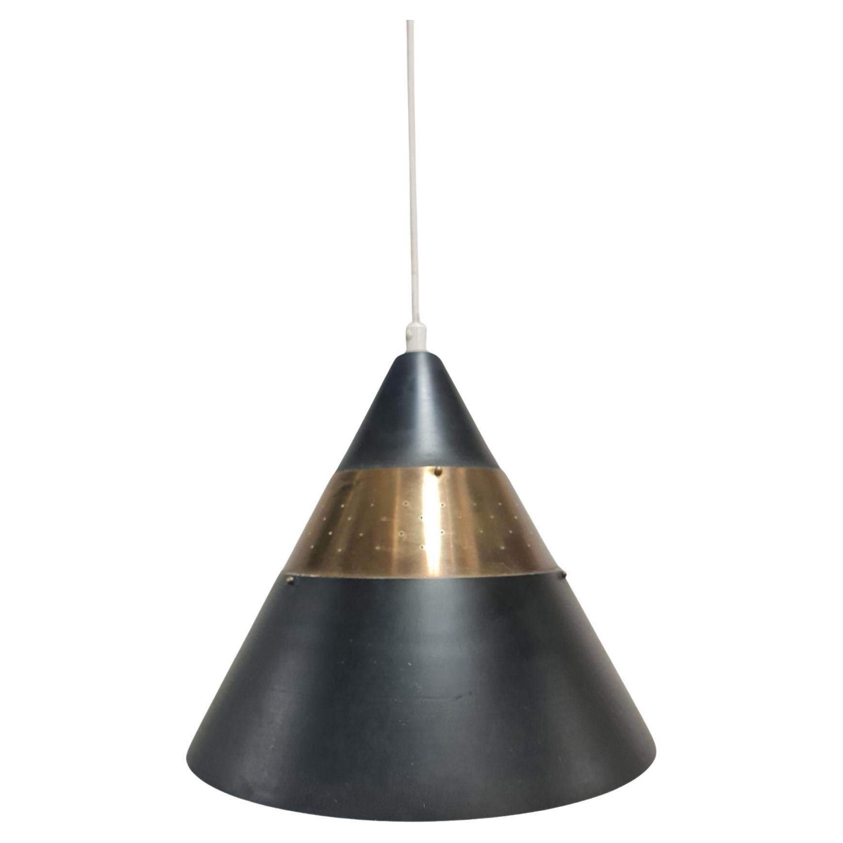 Perforated Black & Brass Pendant Model 51184 by Maria Lindeman for Idman, 1950s