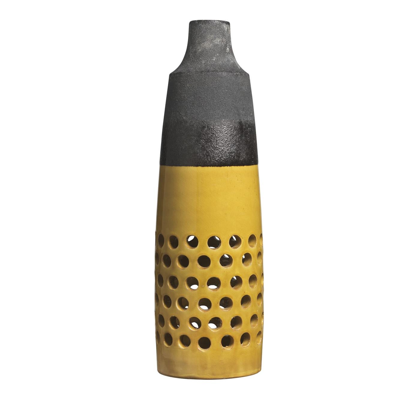 Perforated Black Lava Vase In New Condition For Sale In Milan, IT