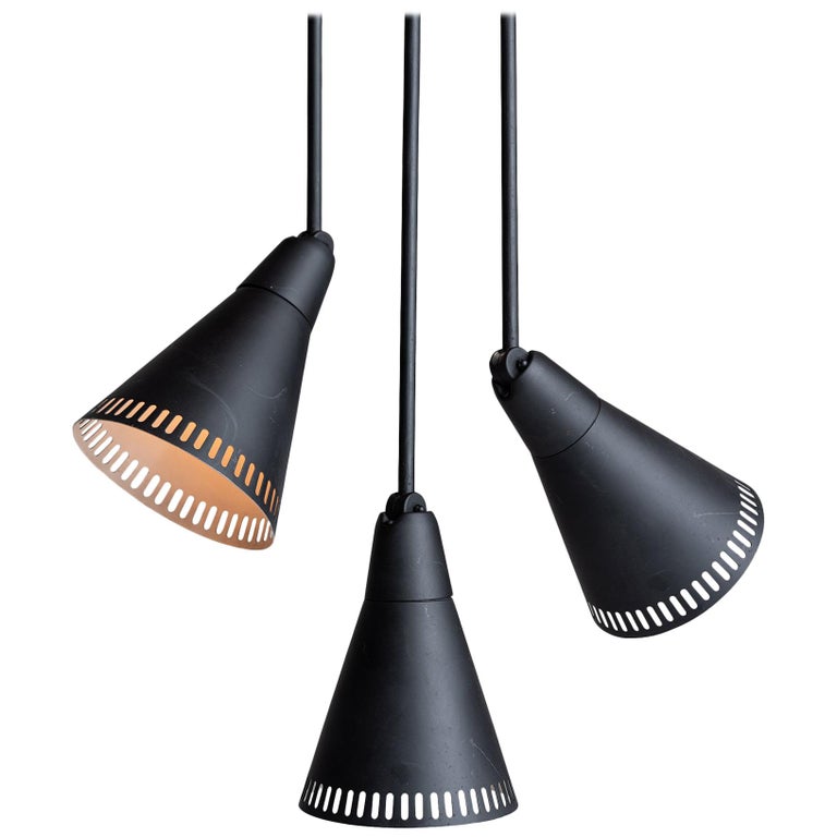 Perforated Black Metal Lamps, France, circa 1950 For Sale