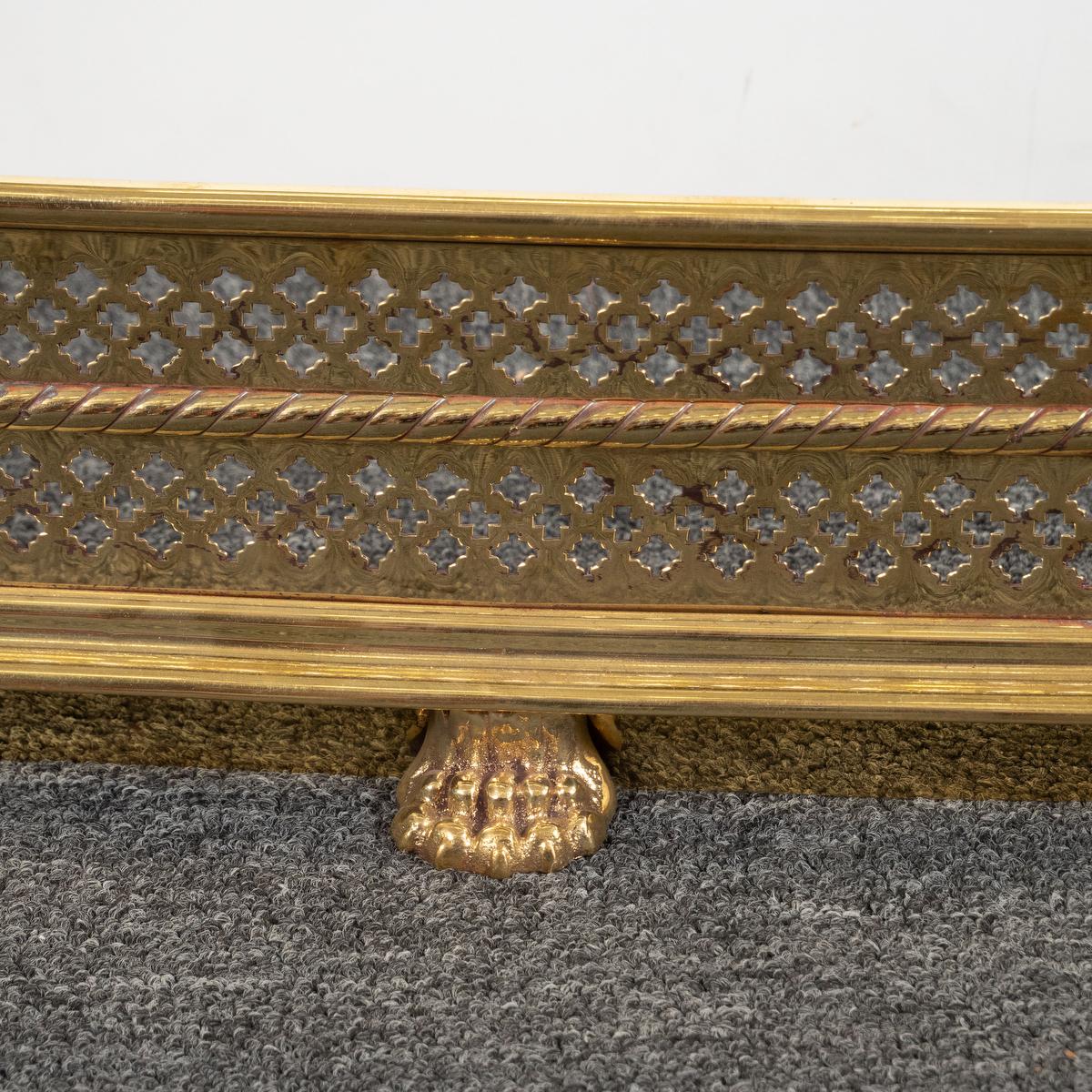 American Perforated Brass Fireplace Fender For Sale