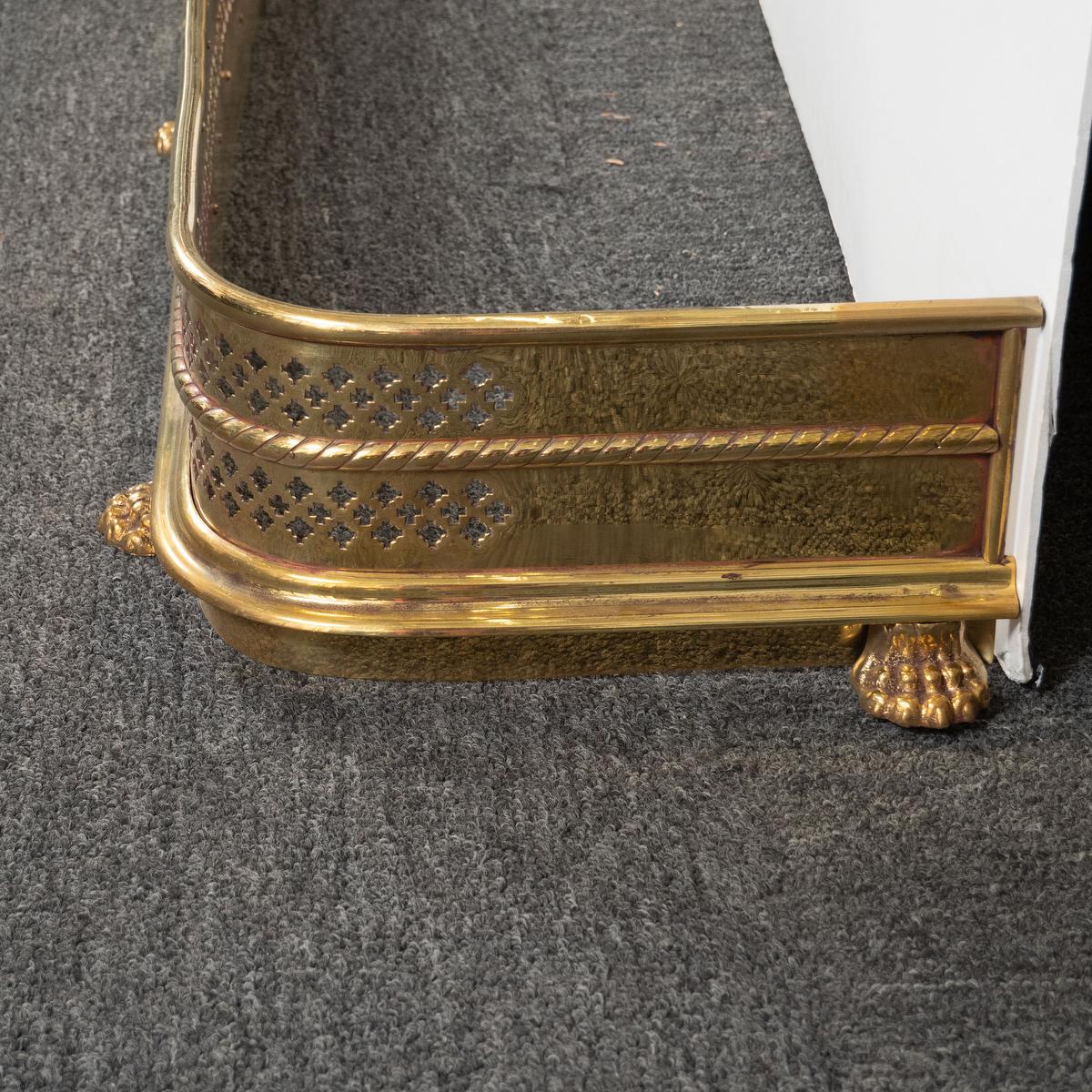 Mid-20th Century Perforated Brass Fireplace Fender For Sale