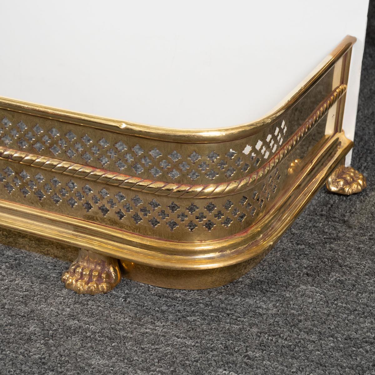 Perforated Brass Fireplace Fender For Sale 1