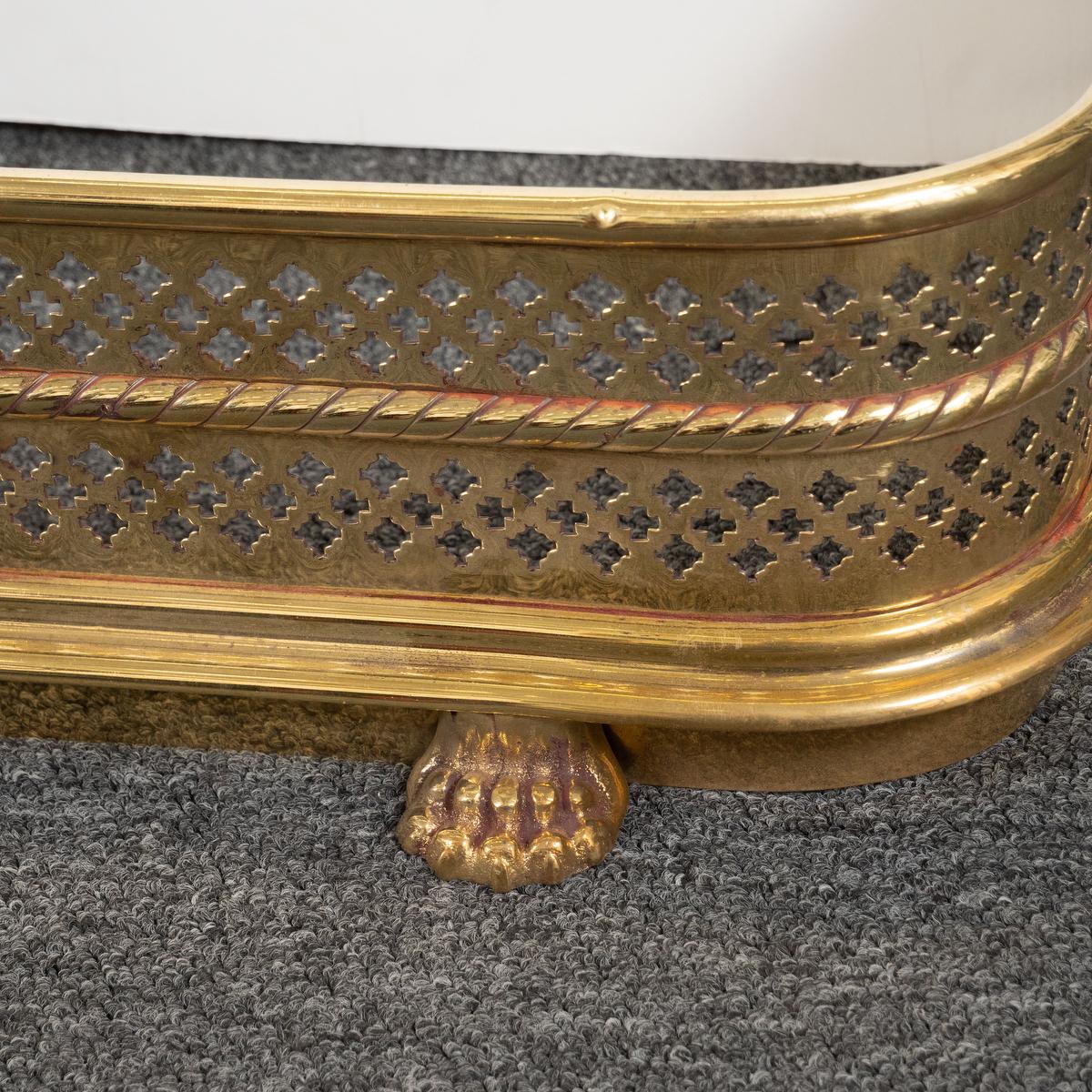 Perforated Brass Fireplace Fender For Sale 2