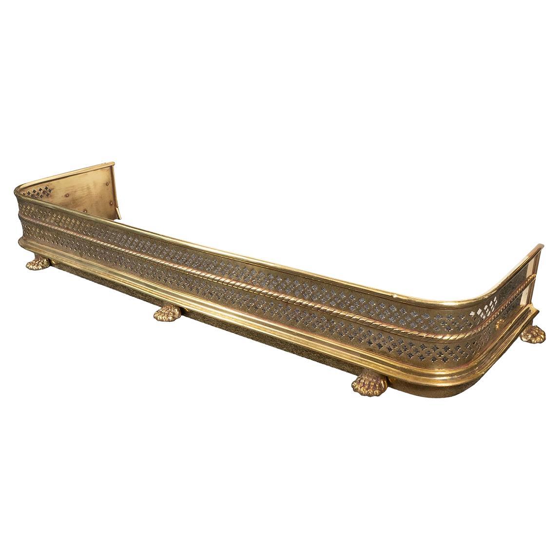 Perforated Brass Fireplace Fender For Sale