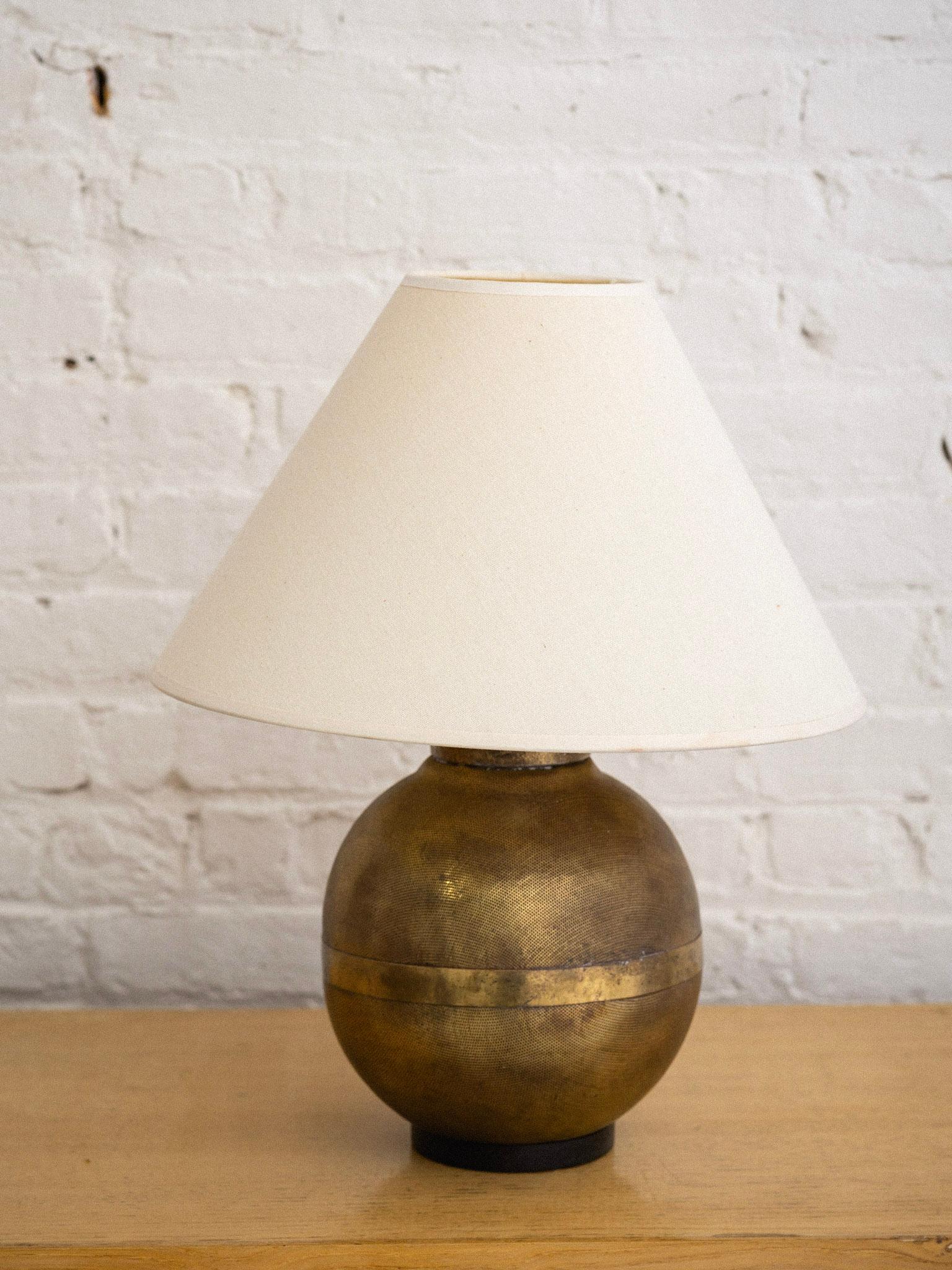 Perforated Brass Globe Lamps, a Pair 5
