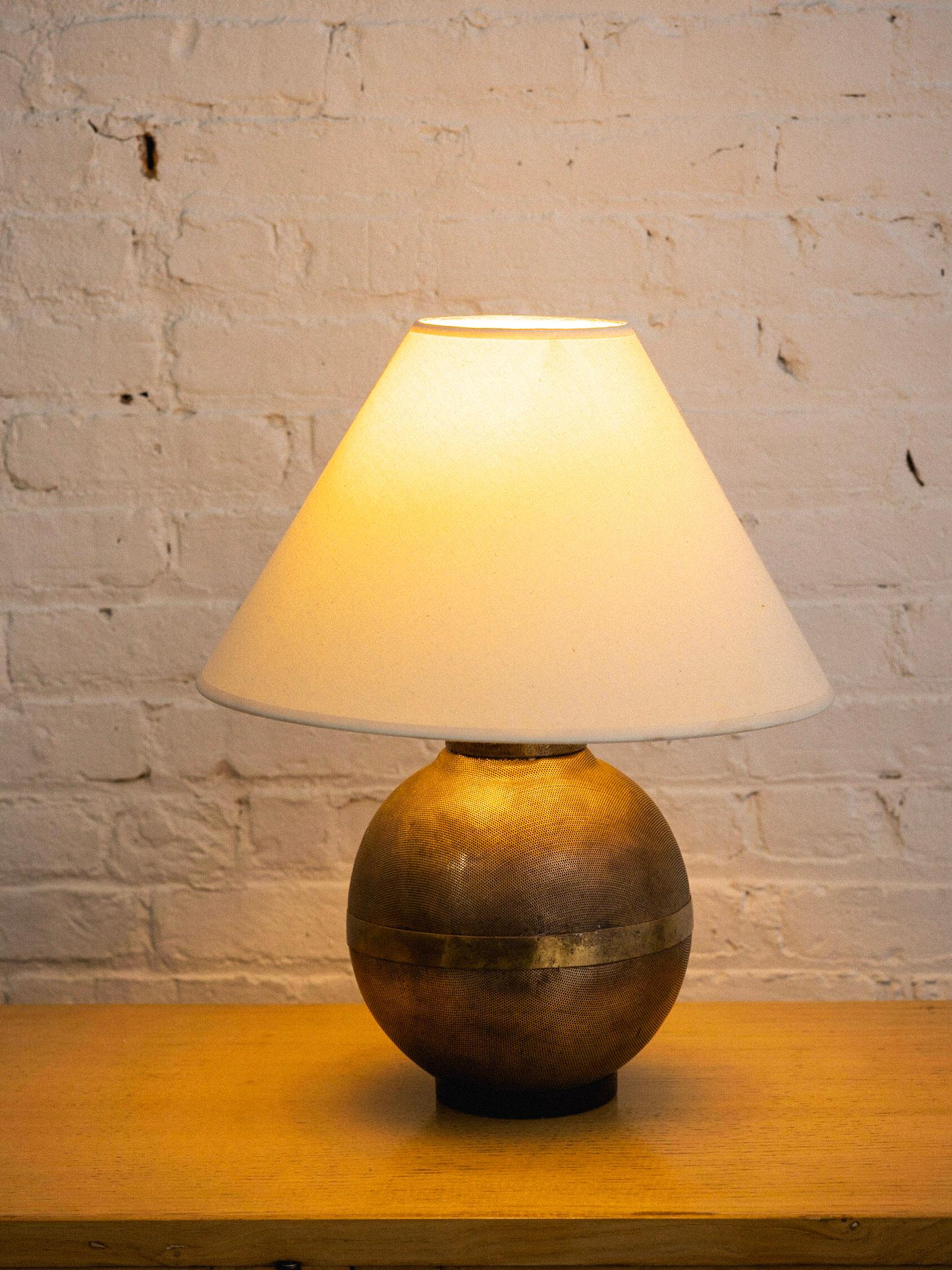 Perforated Brass Globe Lamps, a Pair 6